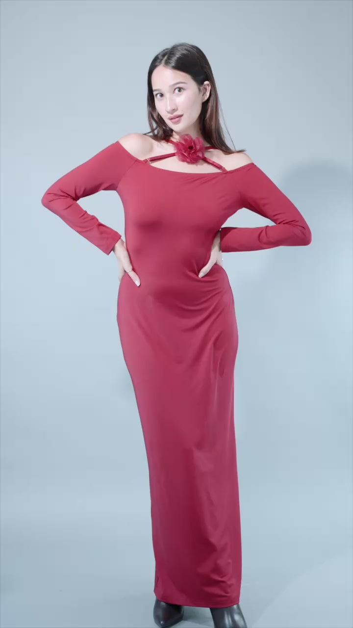 Women's Bodycon Off Shoulder Maxi Dress