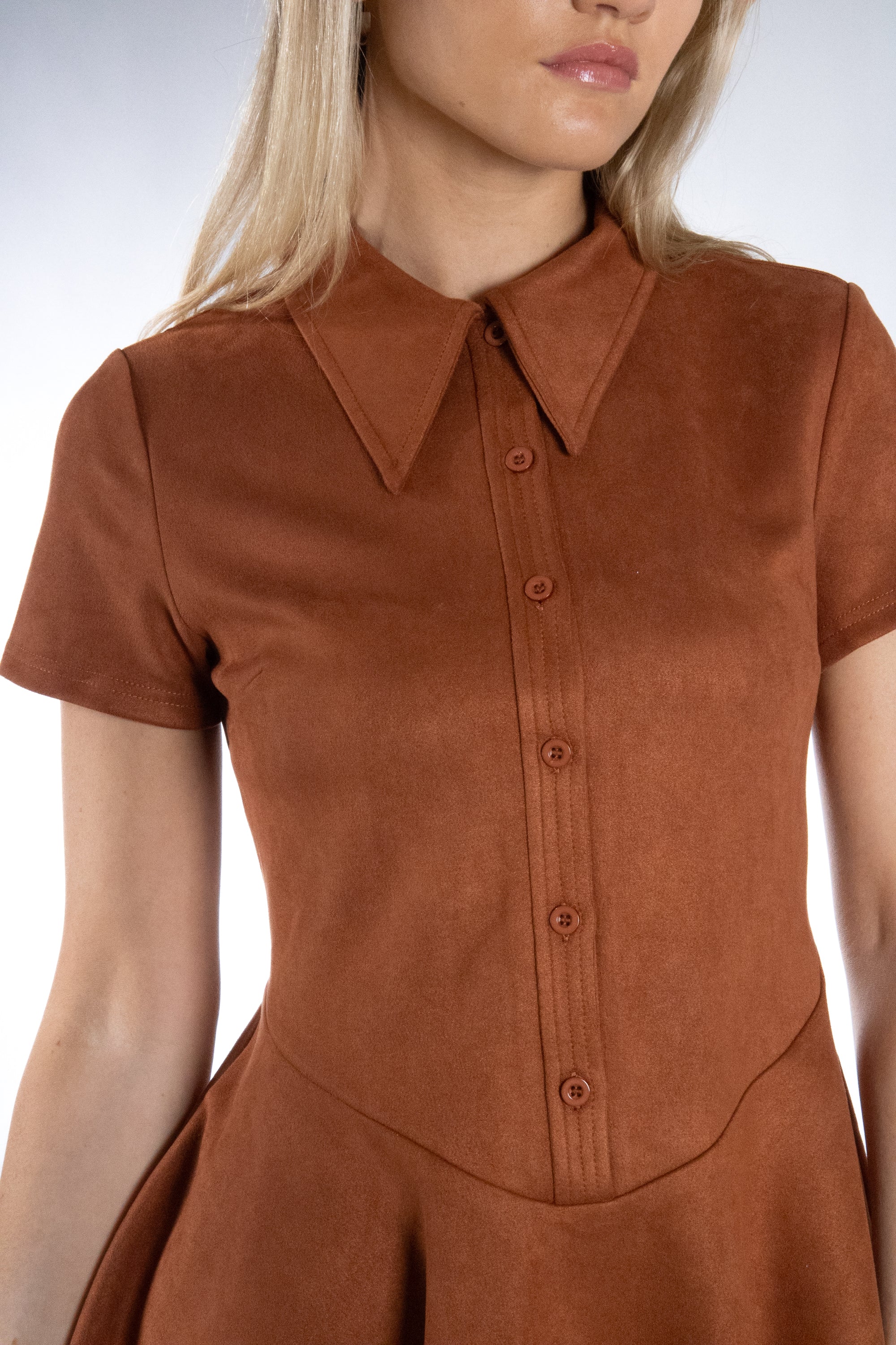 Women's Drop Waist Collared Flare Dress