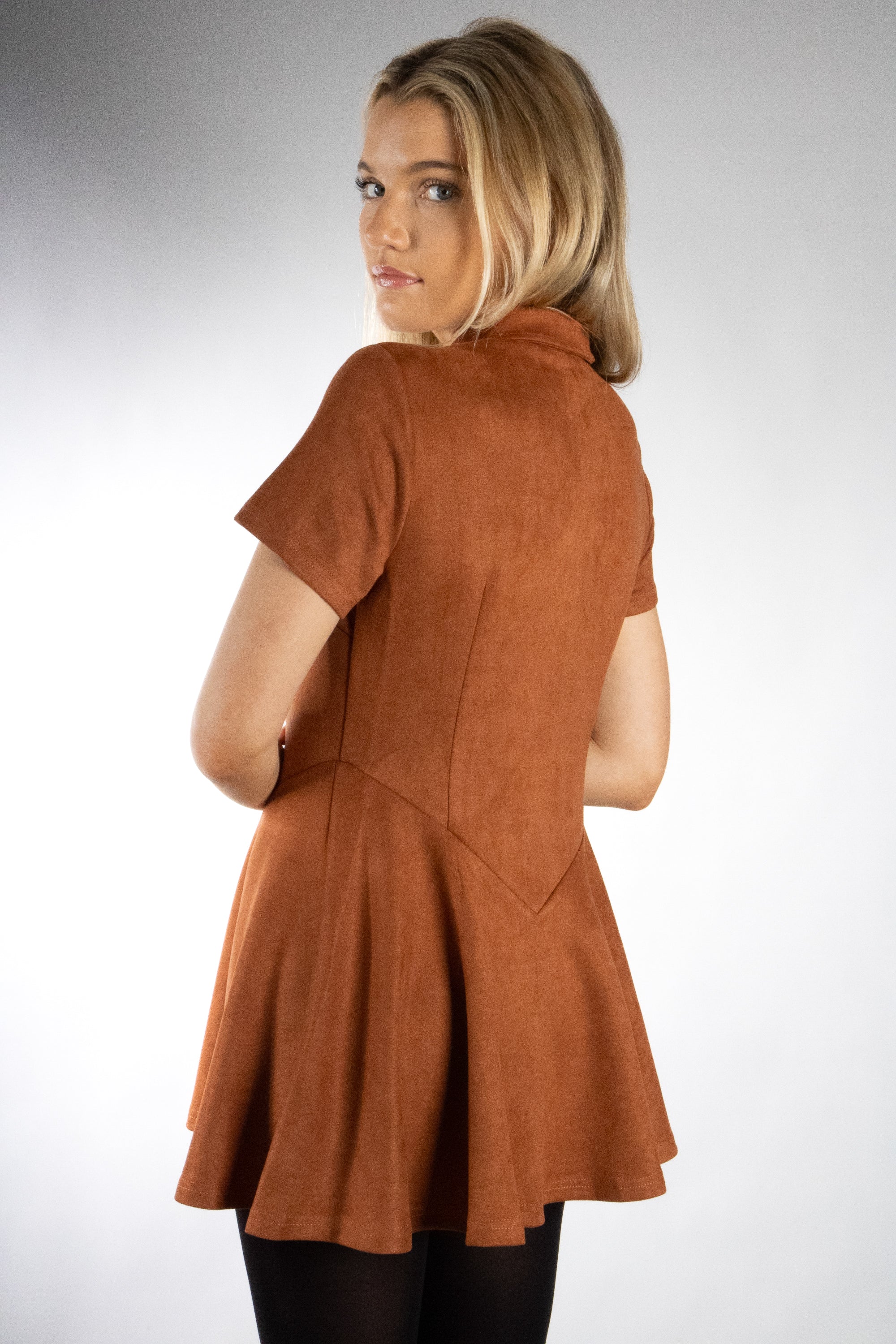 Women's Drop Waist Collared Flare Dress