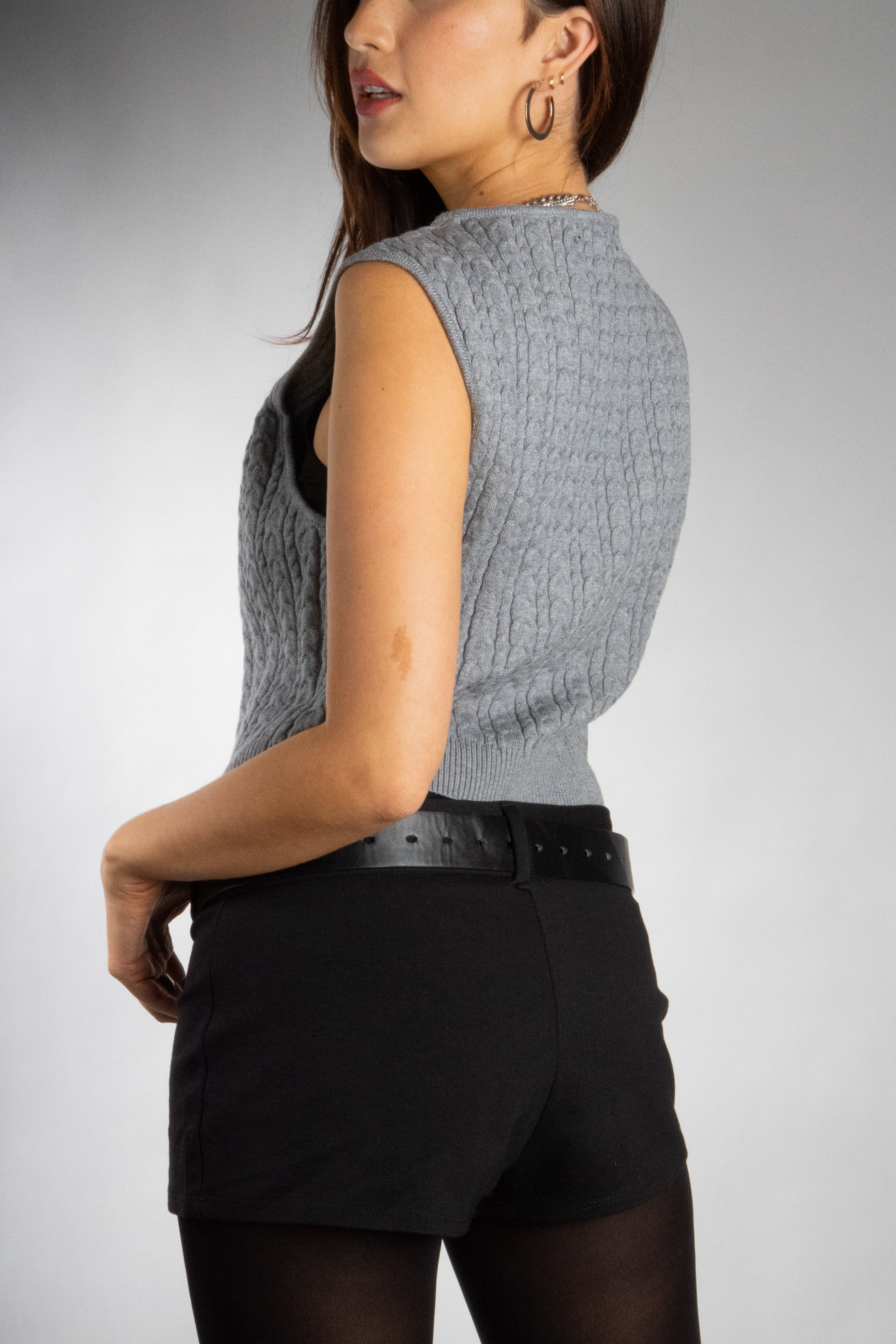 Women's Lightweight Cable Knit Tie Vest