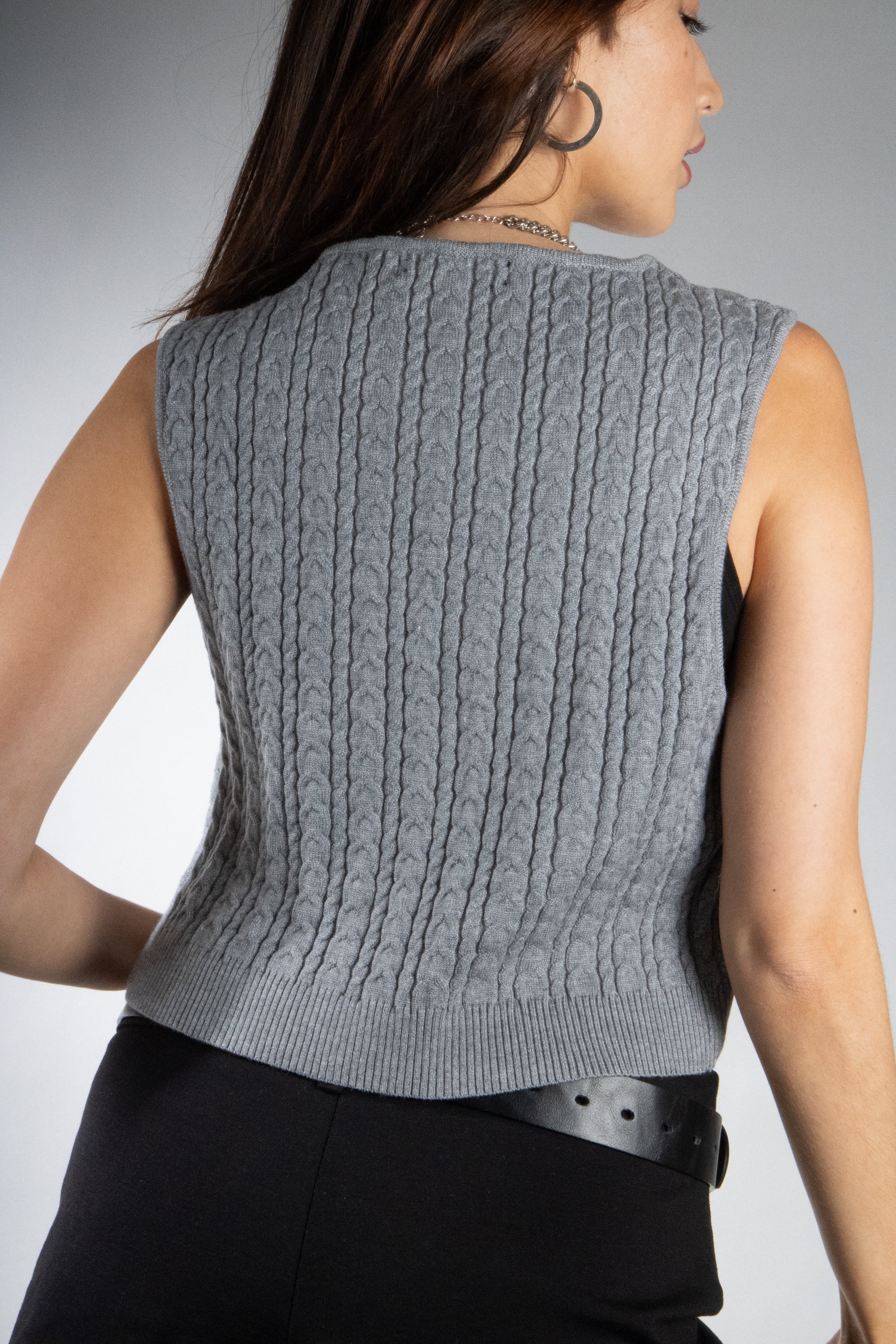 Women's Lightweight Cable Knit Tie Vest