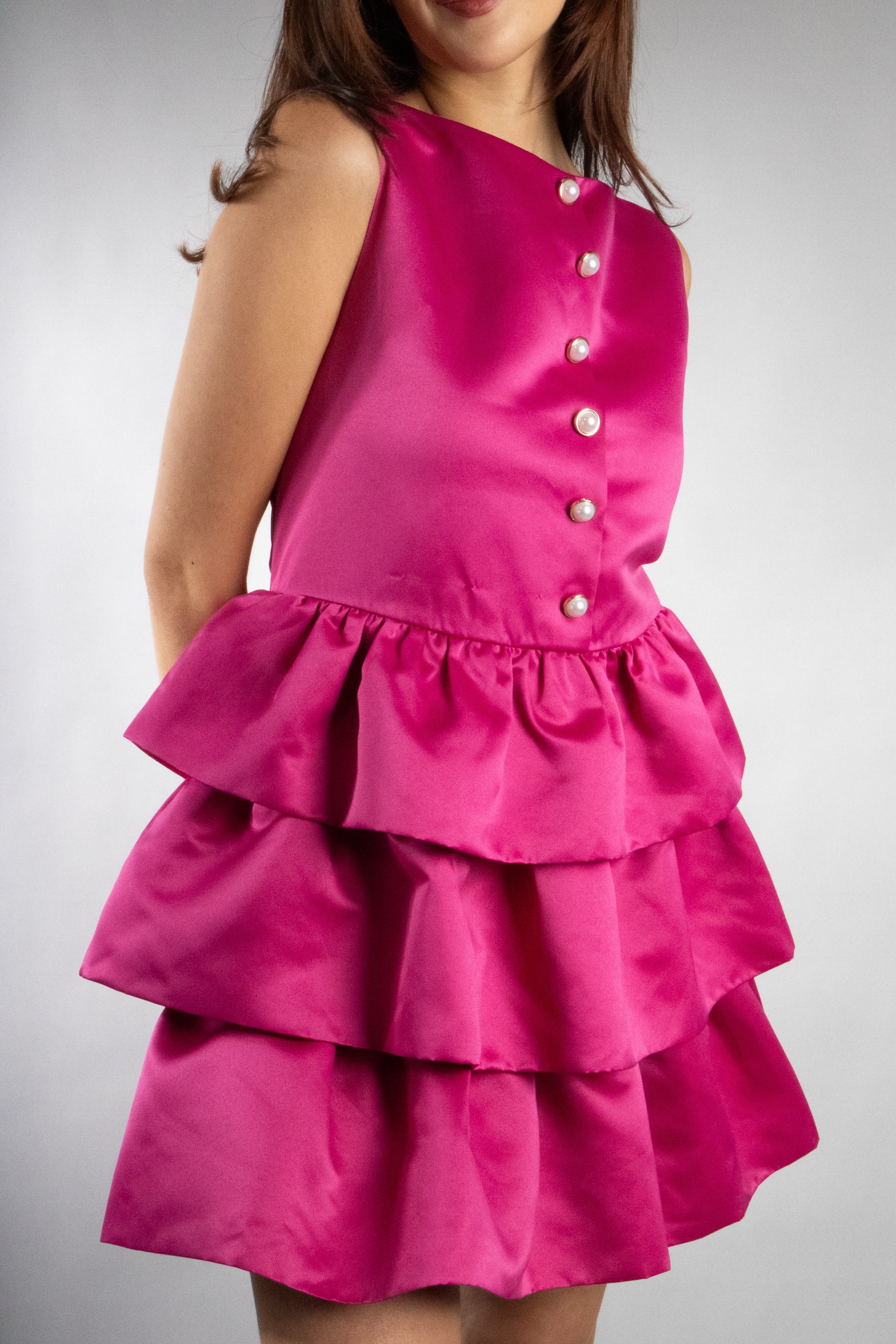 Women's Fit and Flare Boat Neck Tiered Mini Dress