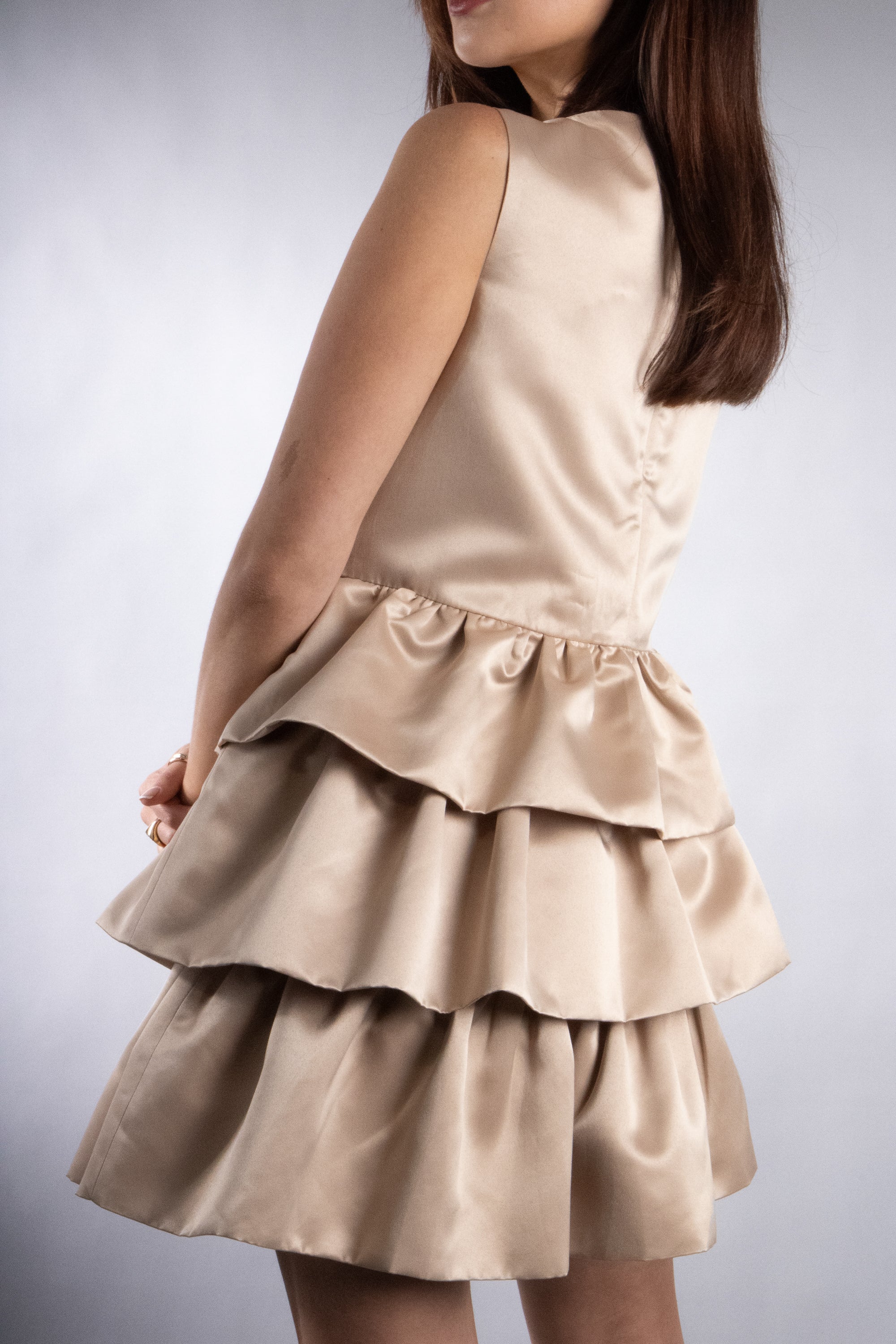 Women's Fit and Flare Boat Neck Tiered Mini Dress