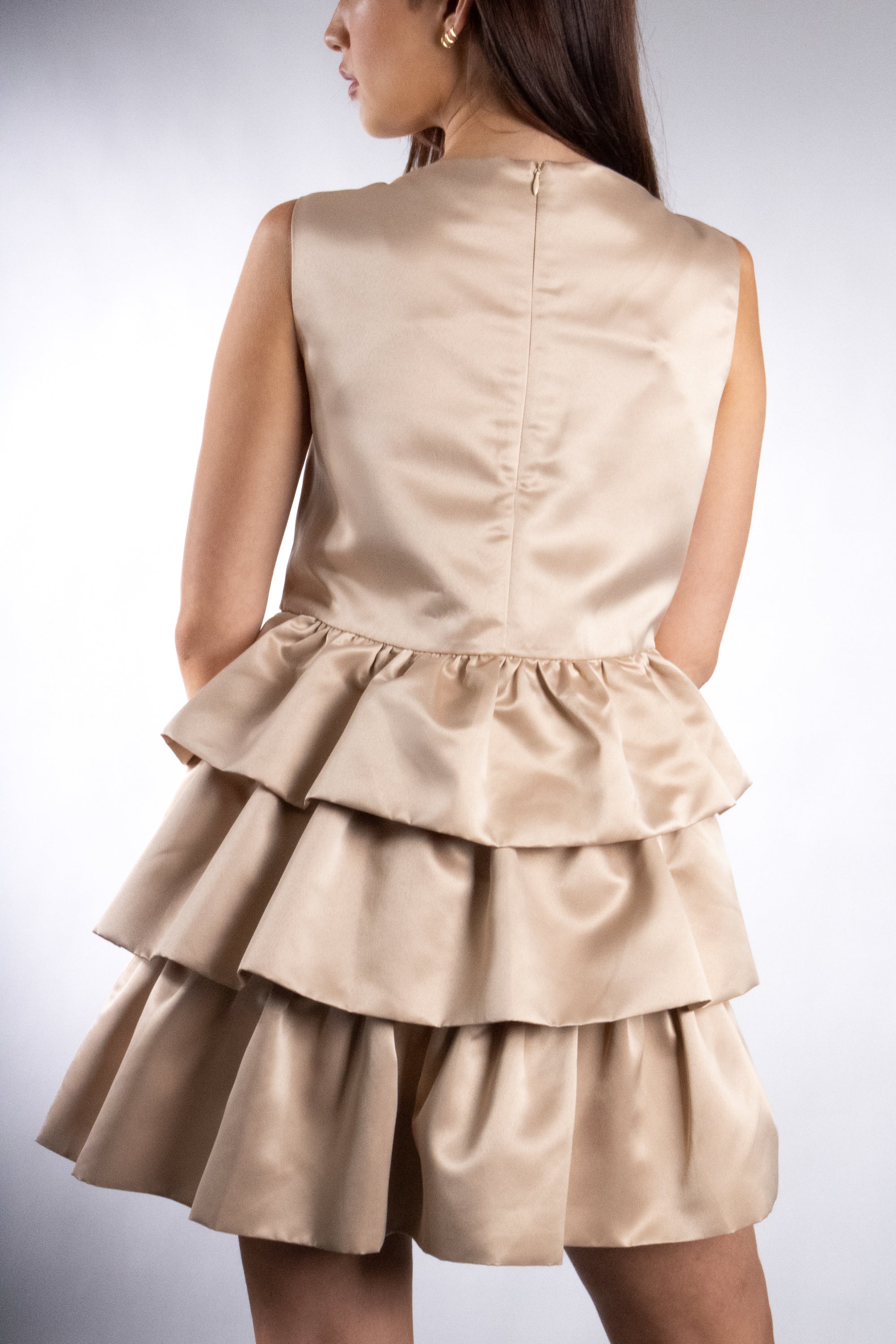 Women's Fit and Flare Boat Neck Tiered Mini Dress