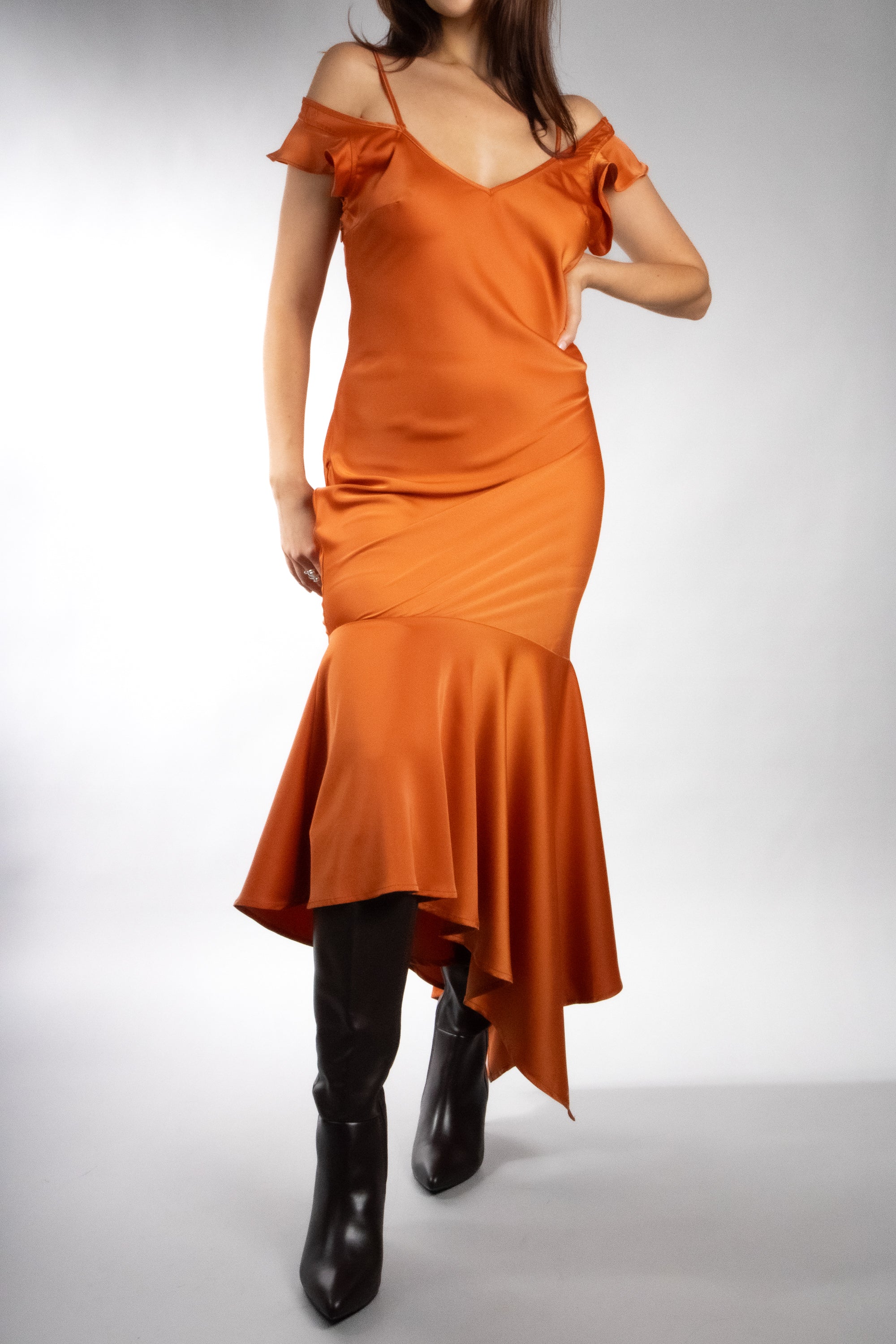 Women's Asymmetrical Butterfly Sleeve Slip Dress