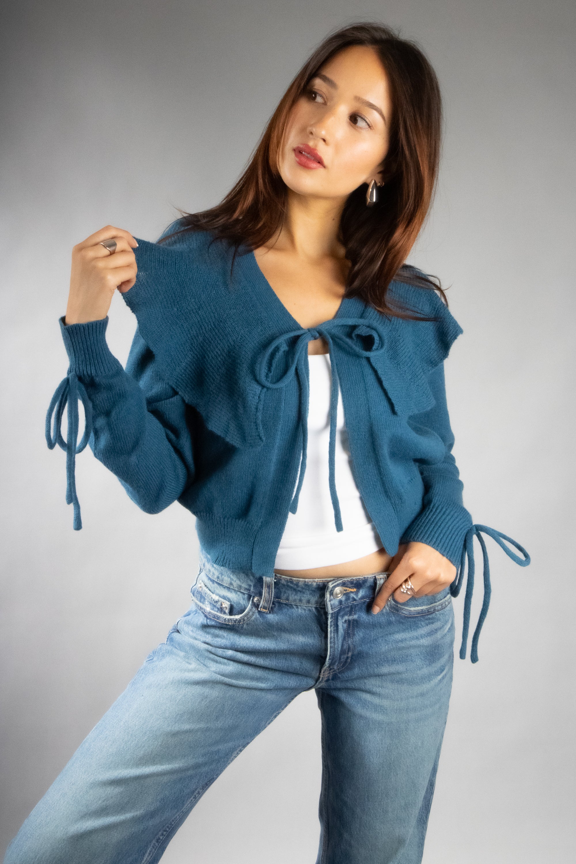 Women's Lightweight Flouncy Tie Cardigan