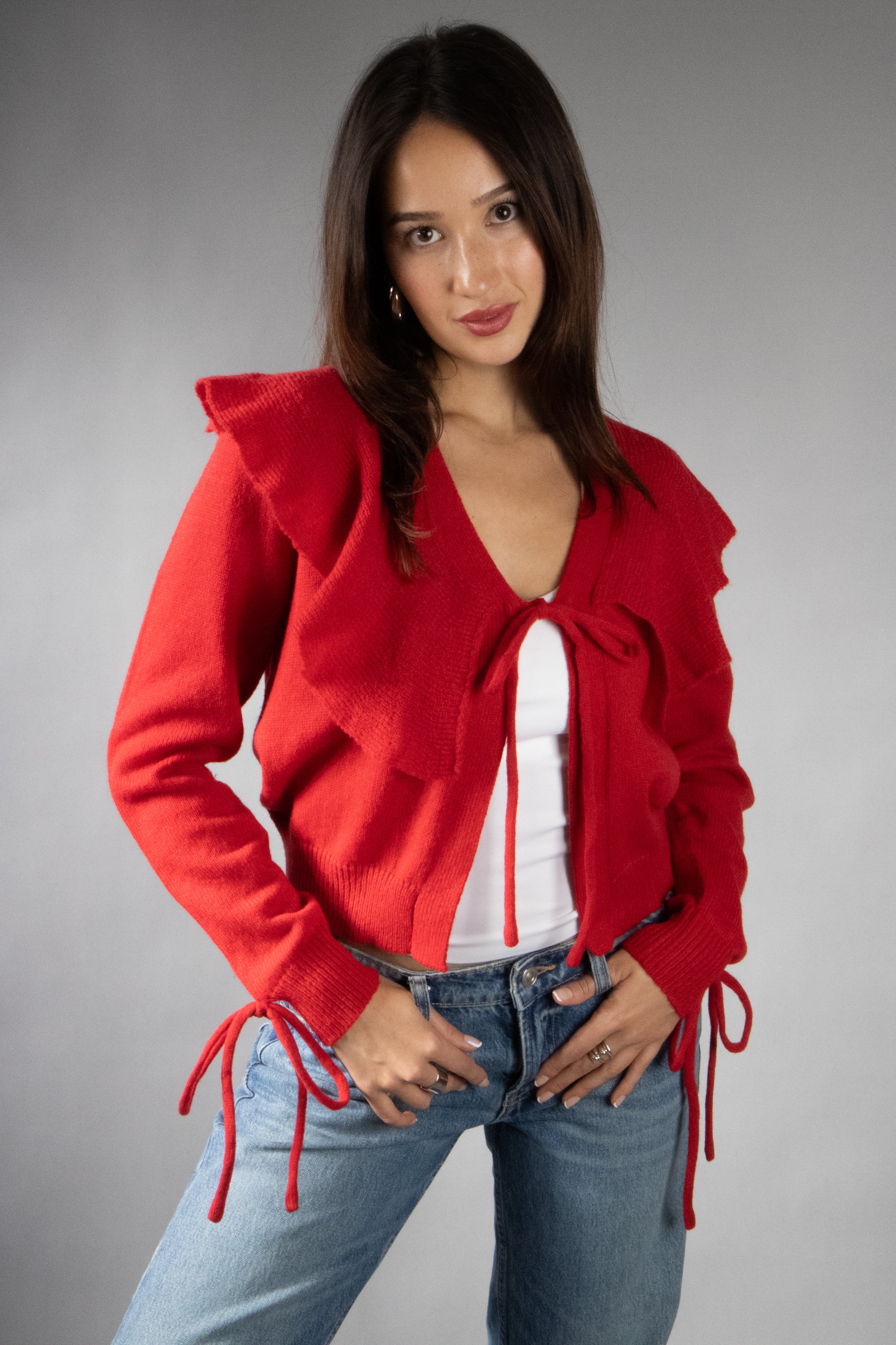 Women's Lightweight Flouncy Tie Cardigan