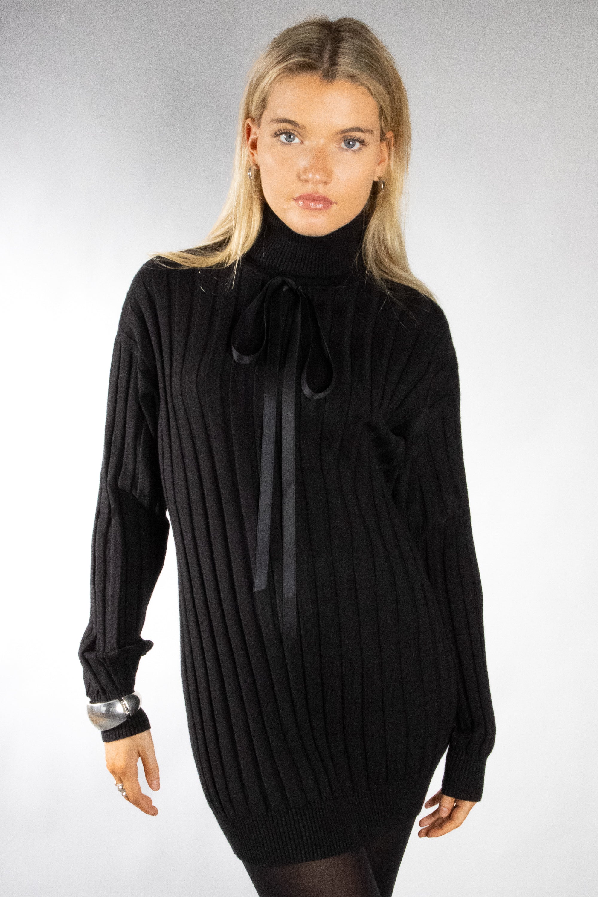 Women's Cable Knit Turtleneck Sweater Dress