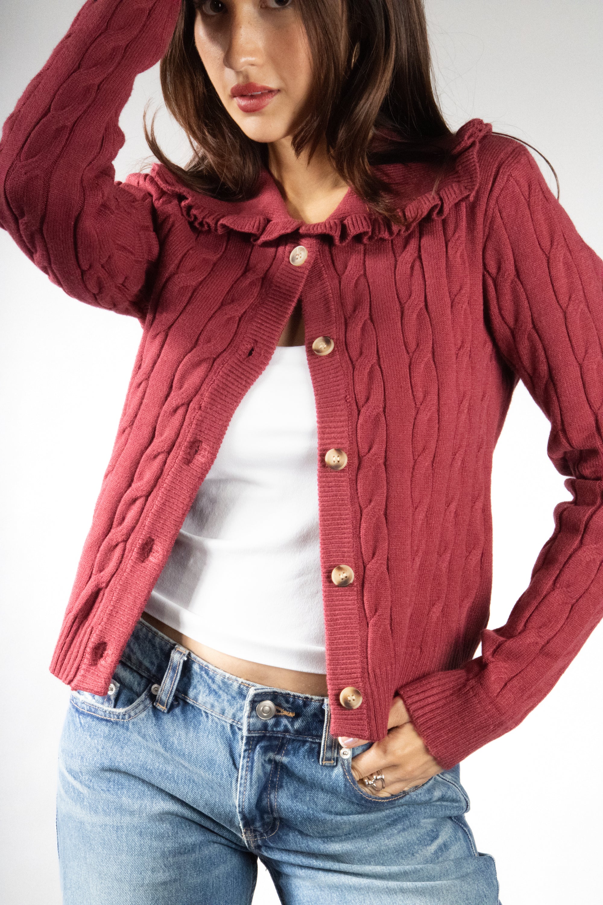 Women's Ruffle Collar Cardigan