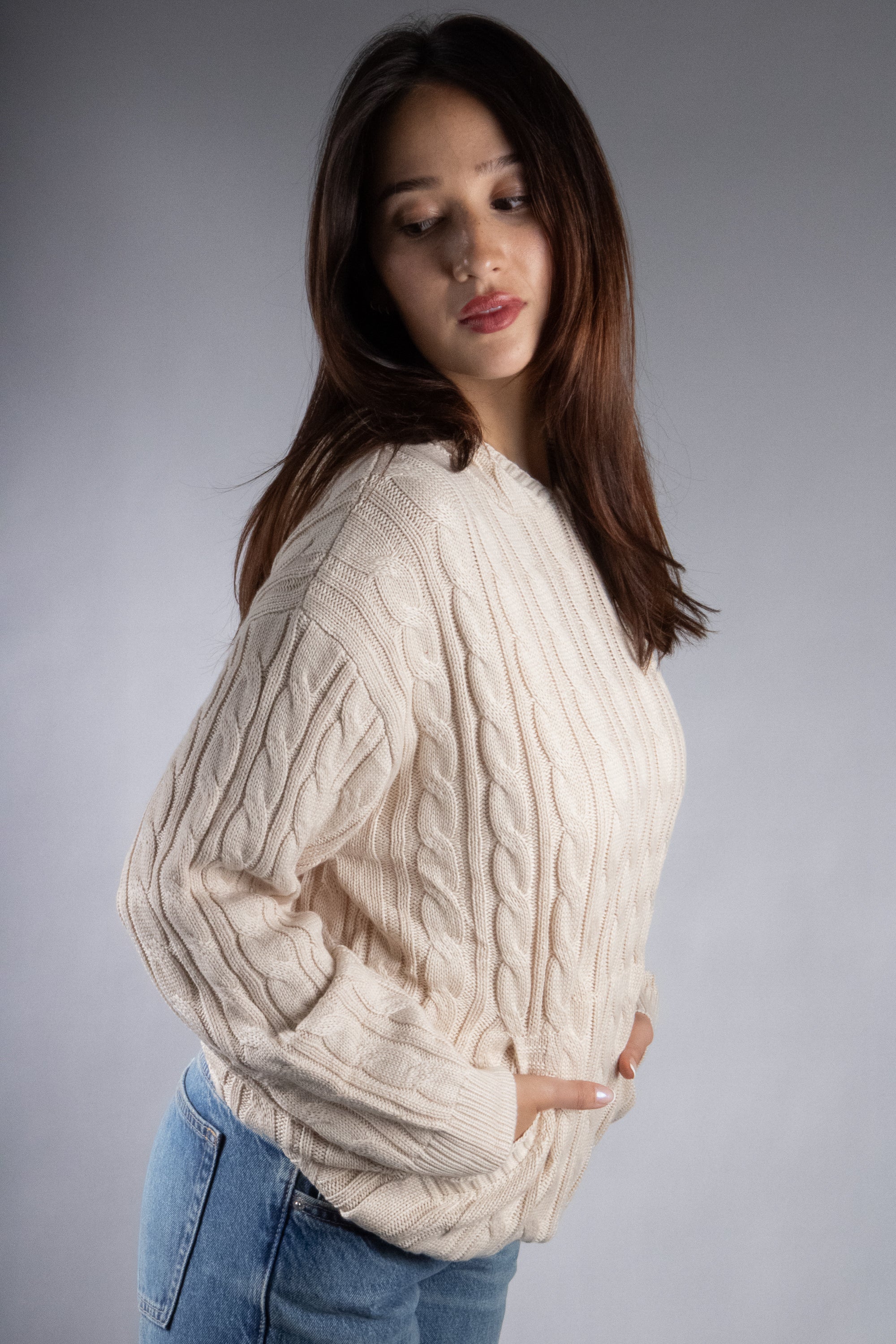 Women's Oversized Cable Knit Hooded Sweater