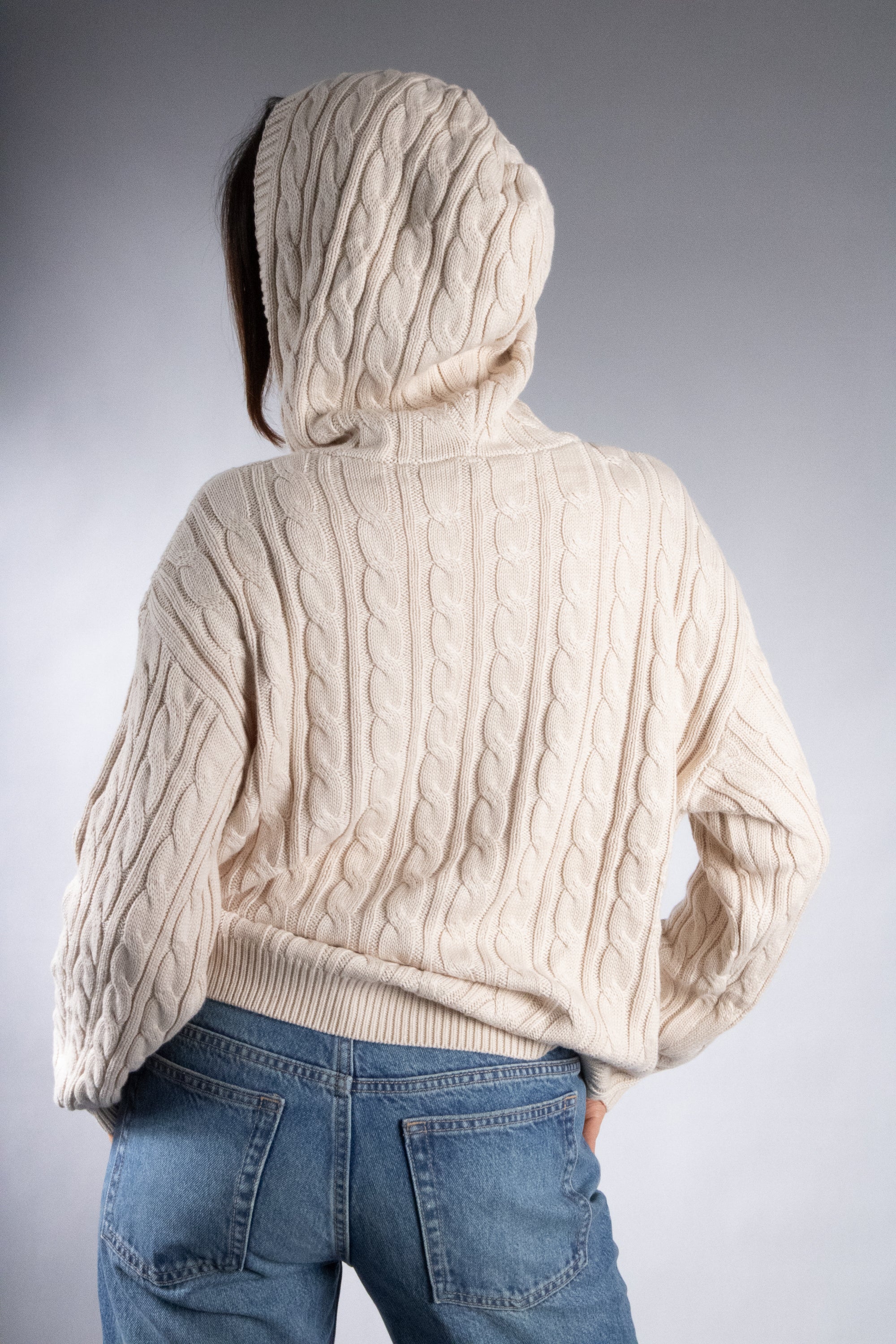 Women's Oversized Cable Knit Hooded Sweater