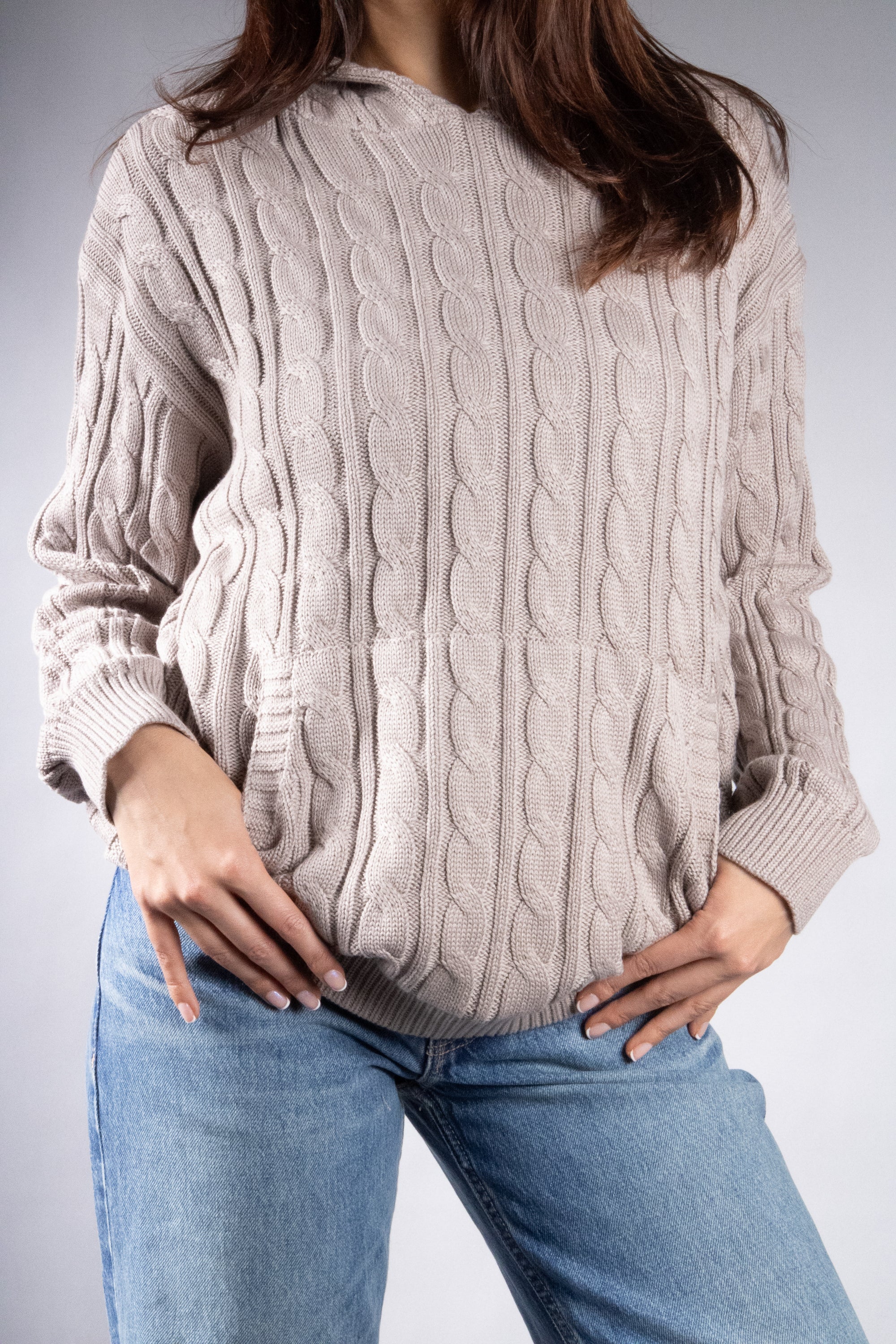 Women's Oversized Cable Knit Hooded Sweater