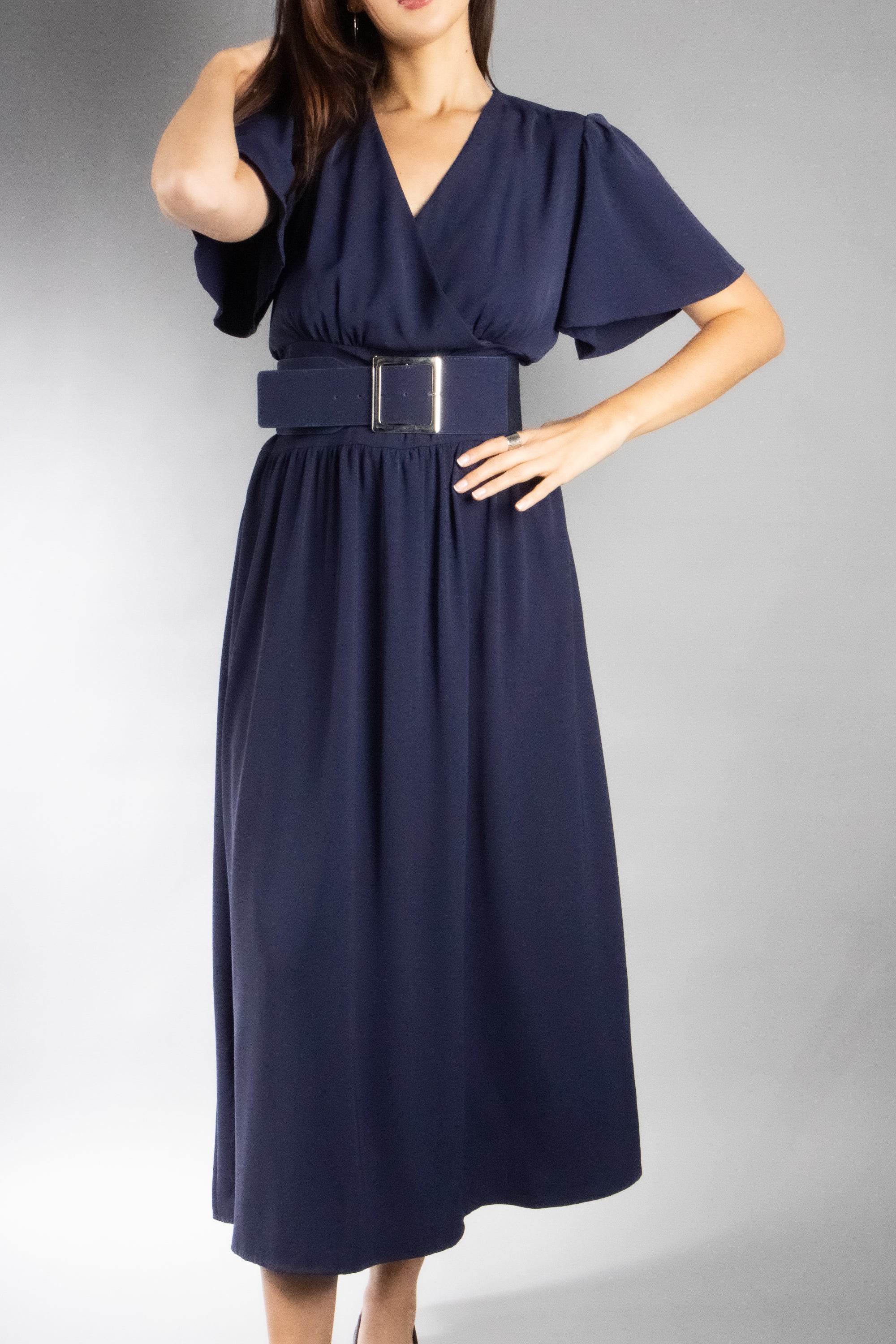 Women's Flutter Sleeve Midi Dress
