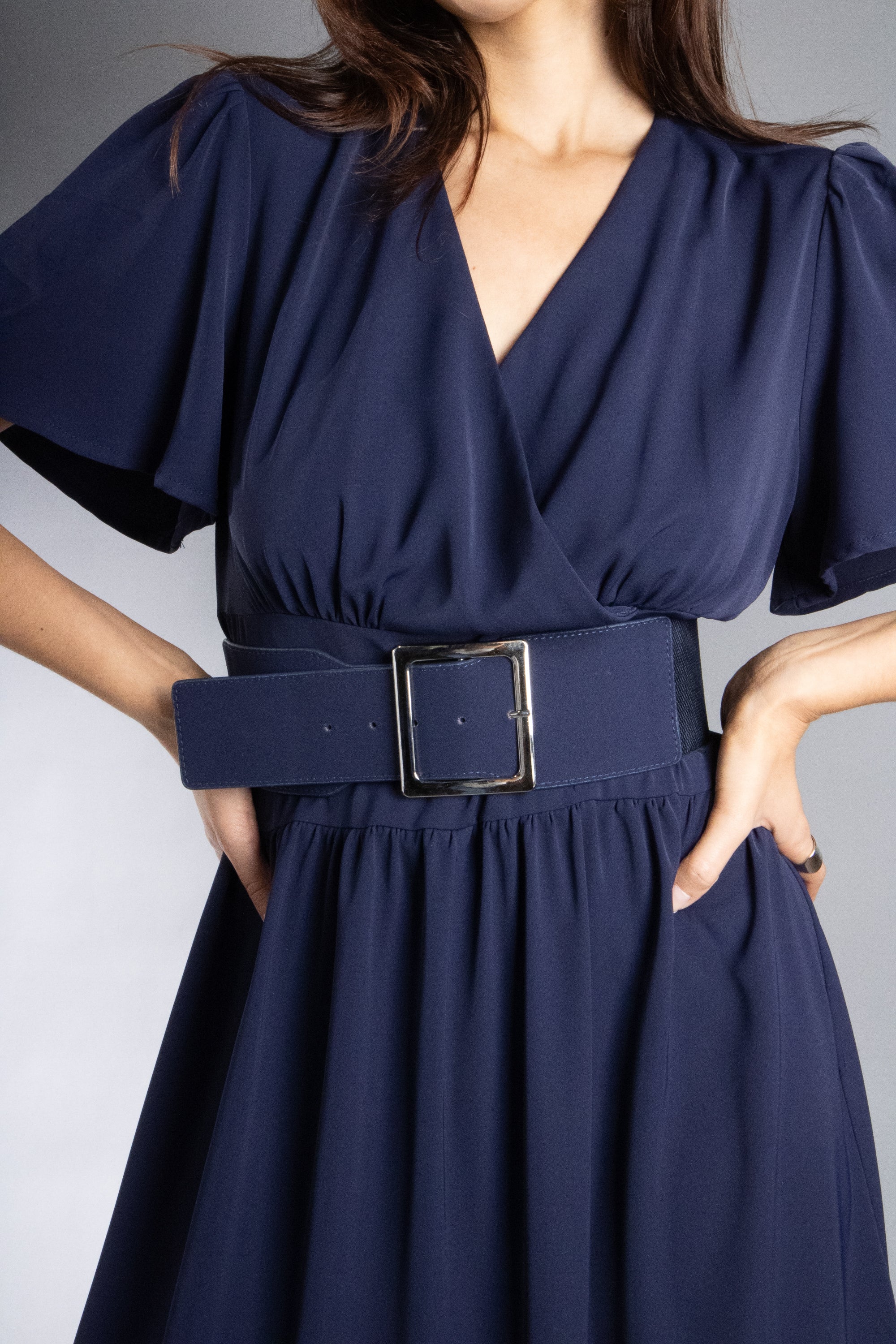 Women's Flutter Sleeve Midi Dress