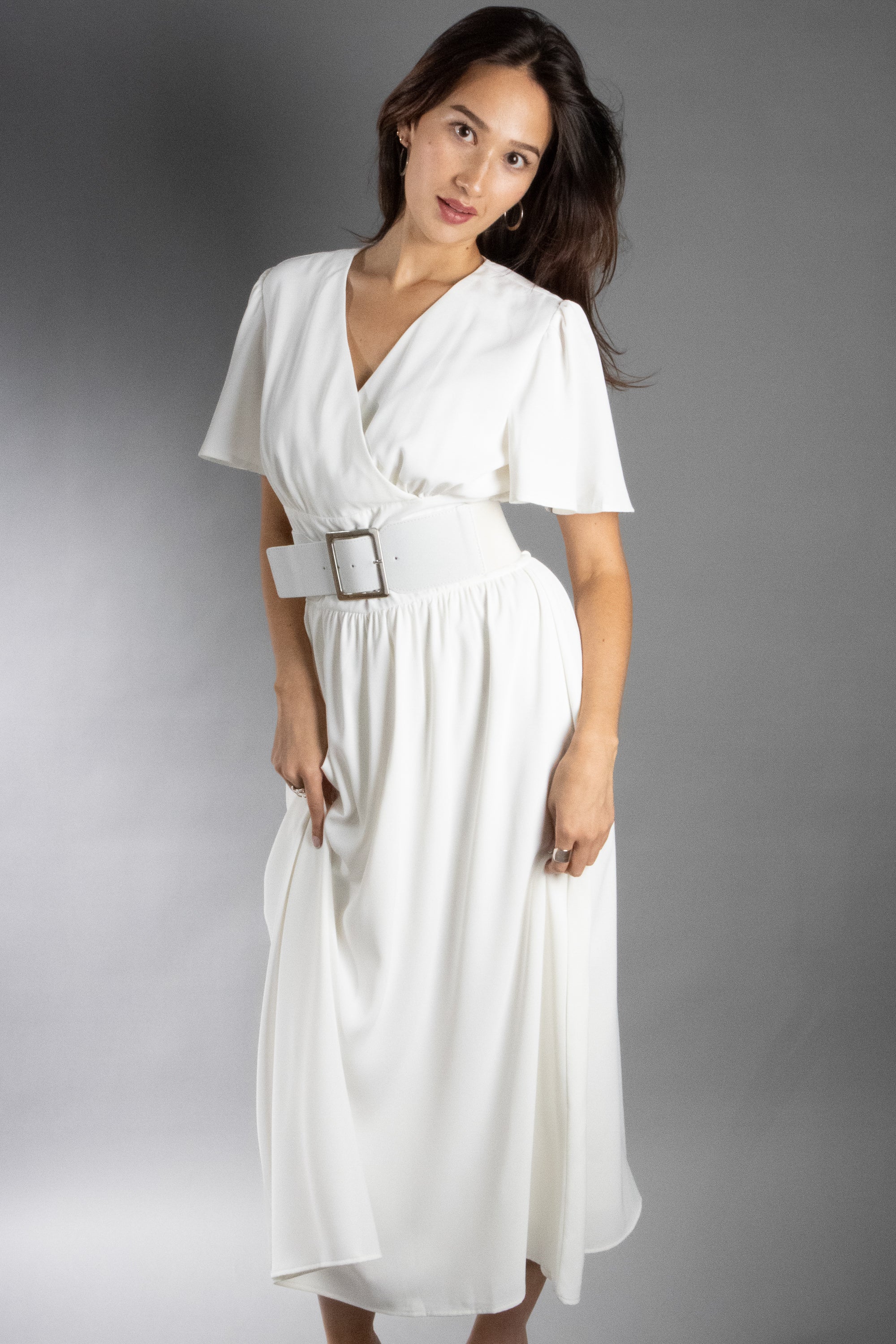 Women's Flutter Sleeve Midi Dress