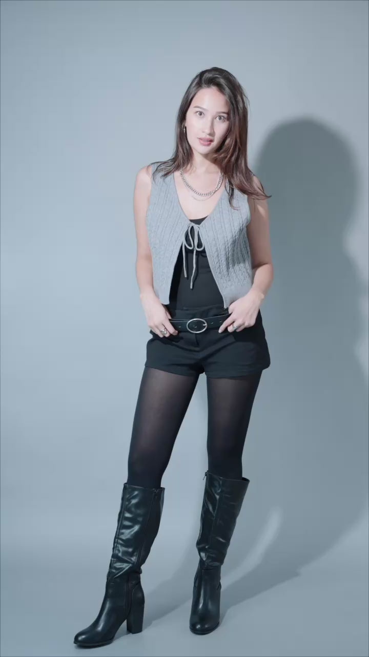Women's Lightweight Cable Knit Tie Vest
