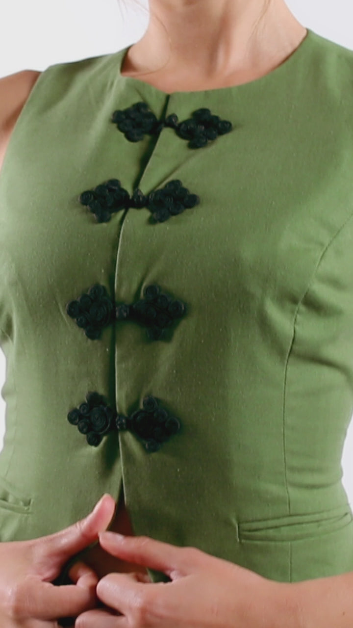 Tie Back Button Vest