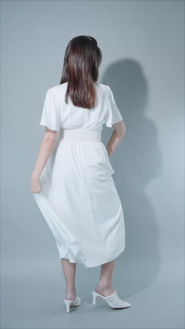 Women's Flutter Sleeve Midi Dress