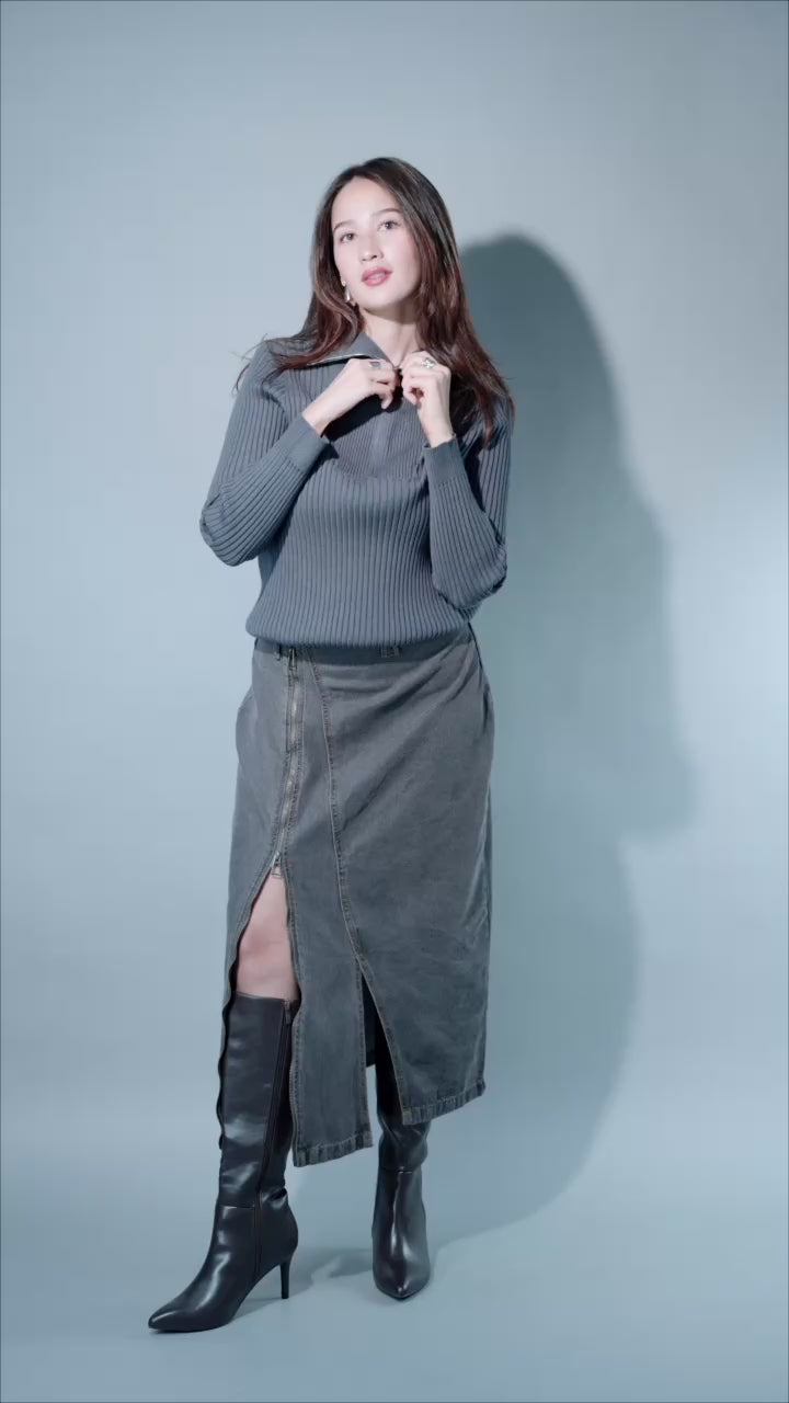 Women's Rib Knit Quarter Zip Sweater