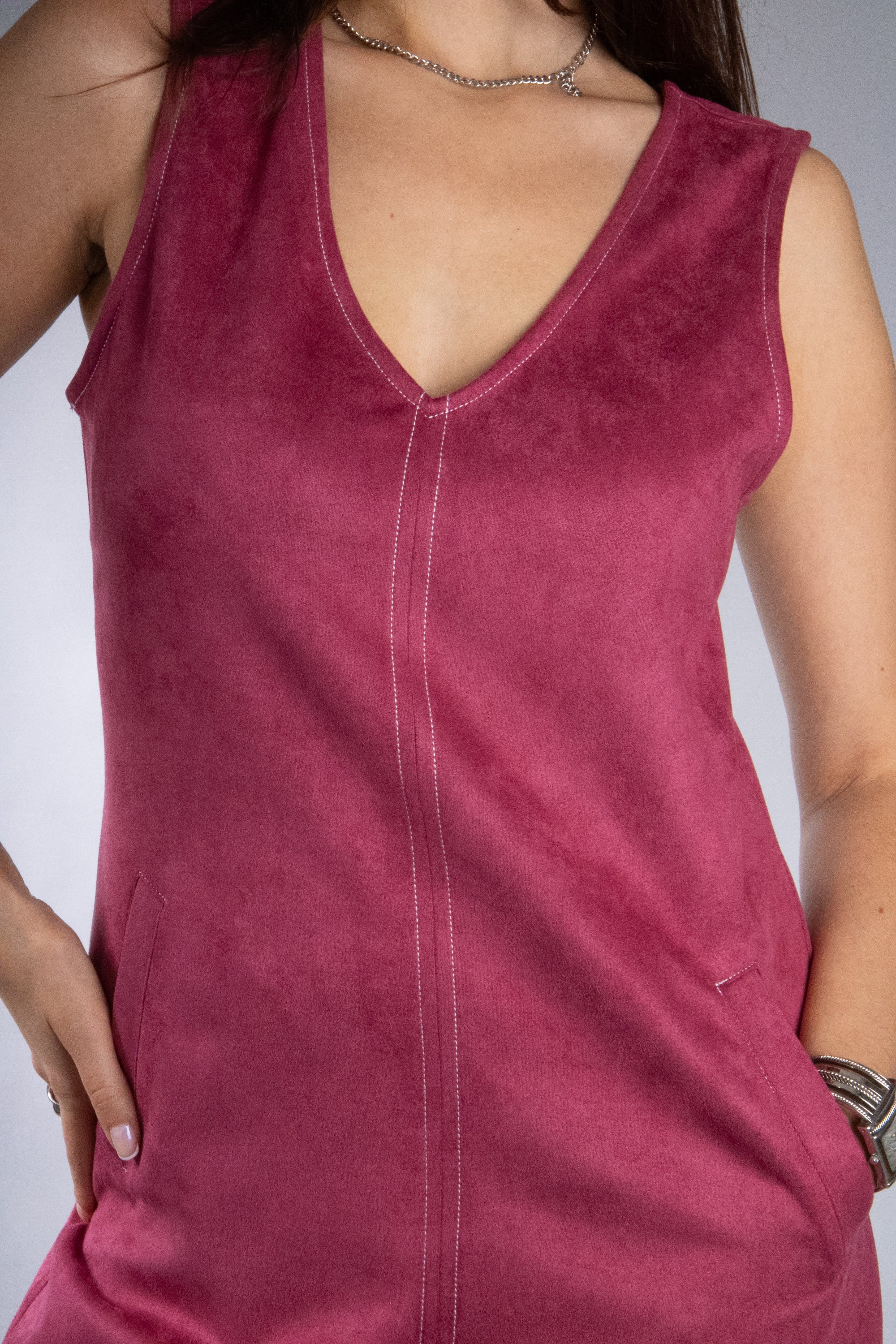 Women's Sleeveless Suede Mini Dress
