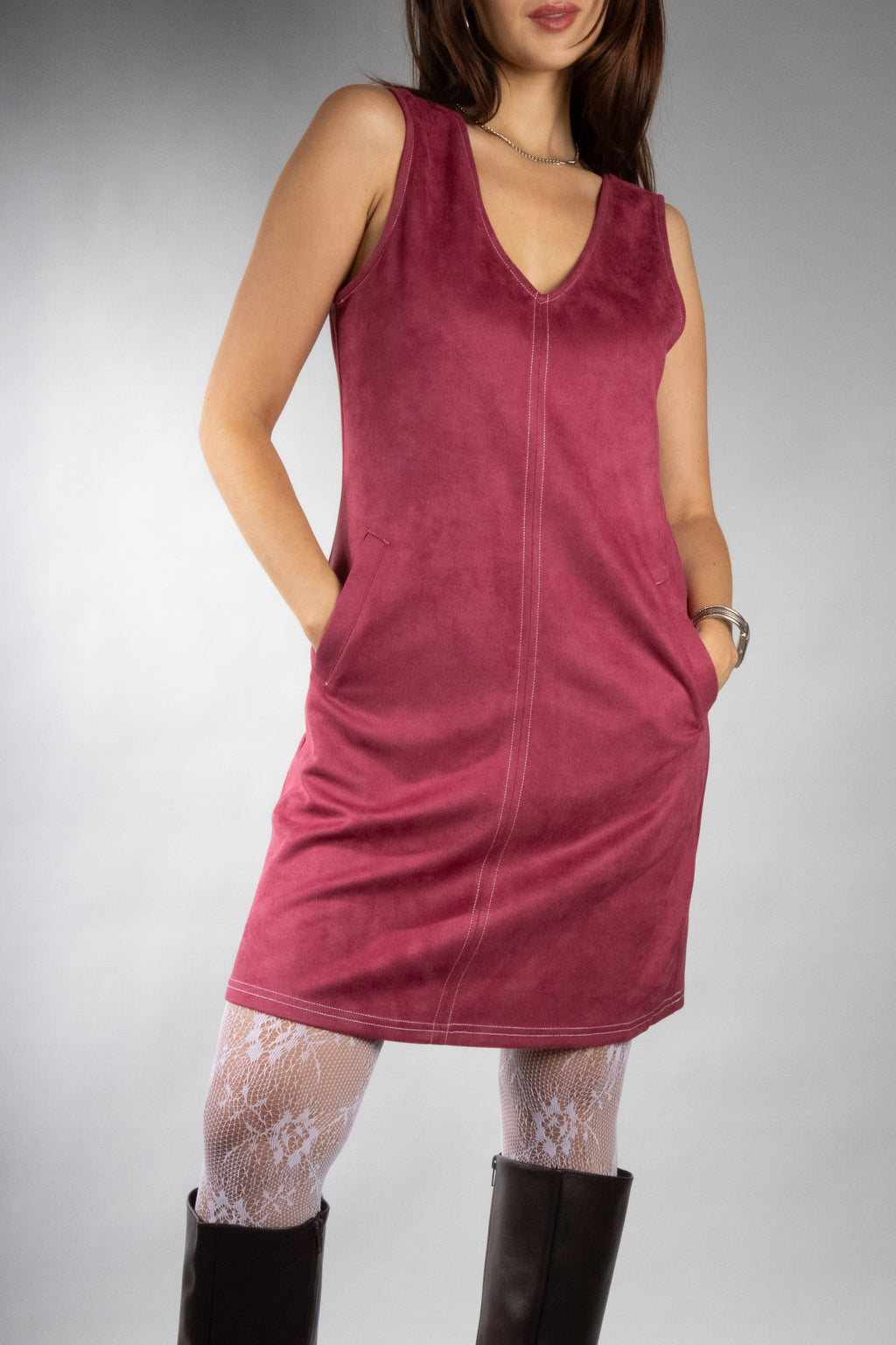 Women's Sleeveless Suede Mini Dress