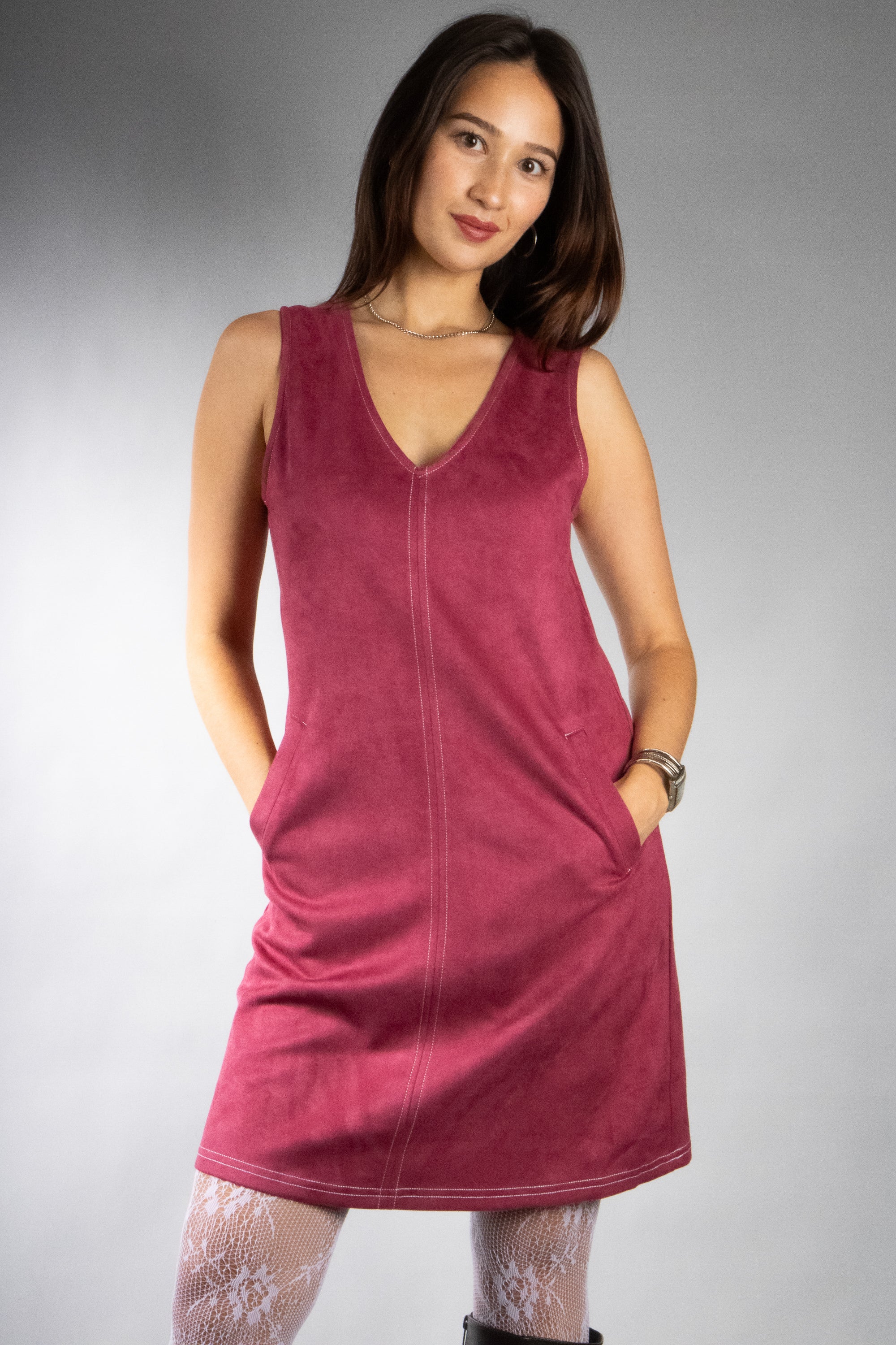 Women's Sleeveless Suede Mini Dress