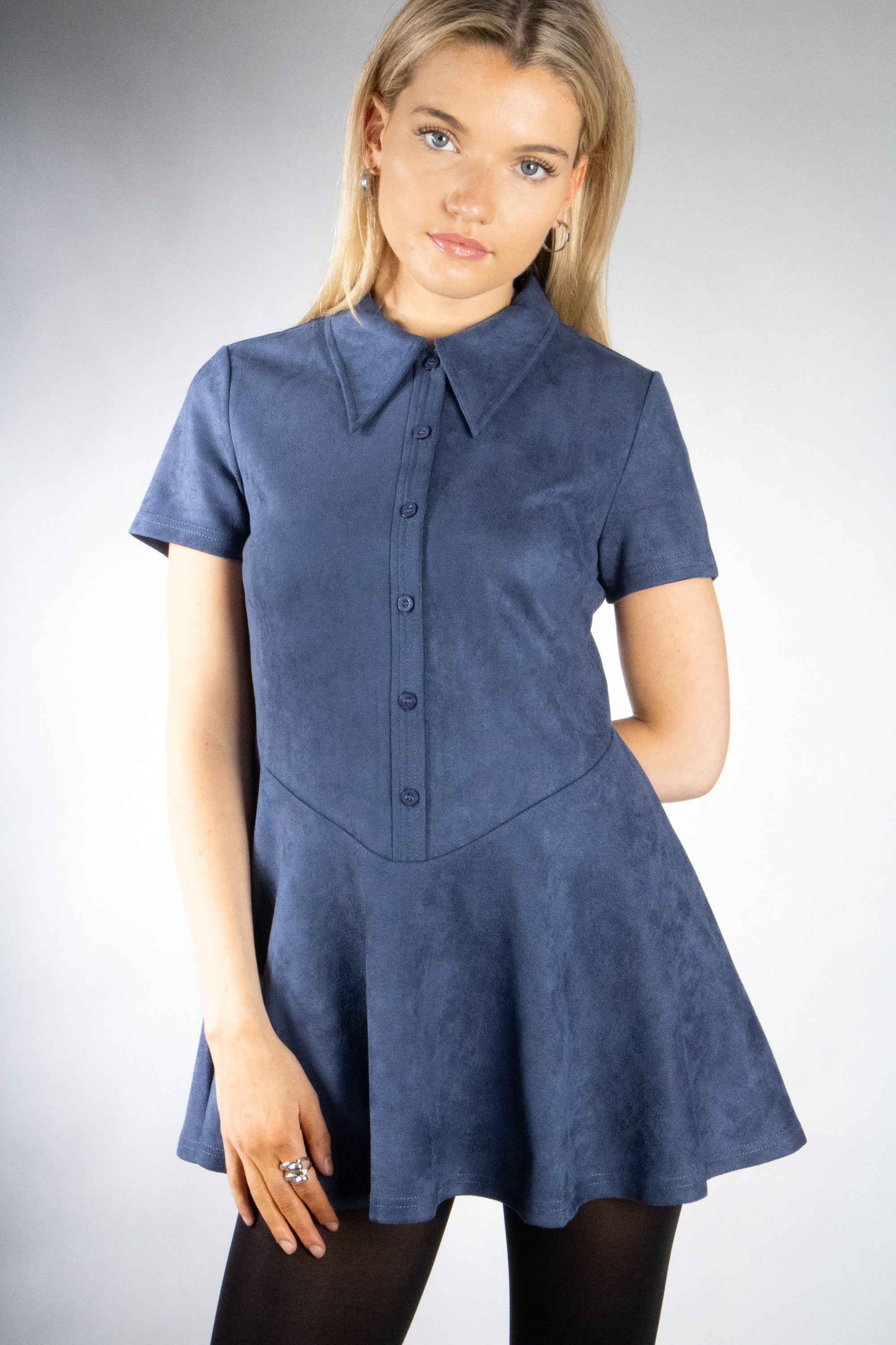Women's Drop Waist Collared Flare Dress