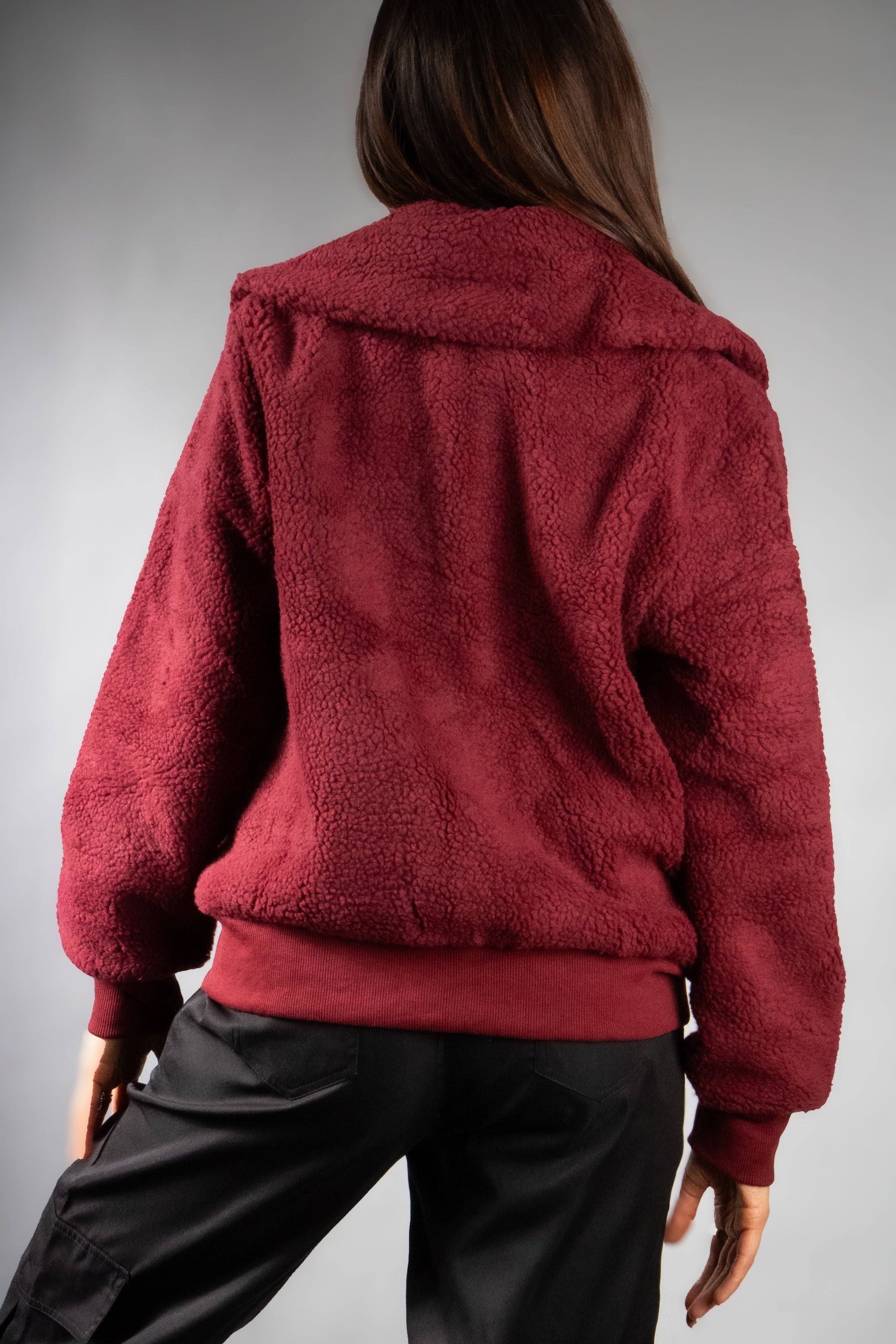 Women's Oversized Collar Plush Bomber Jacket