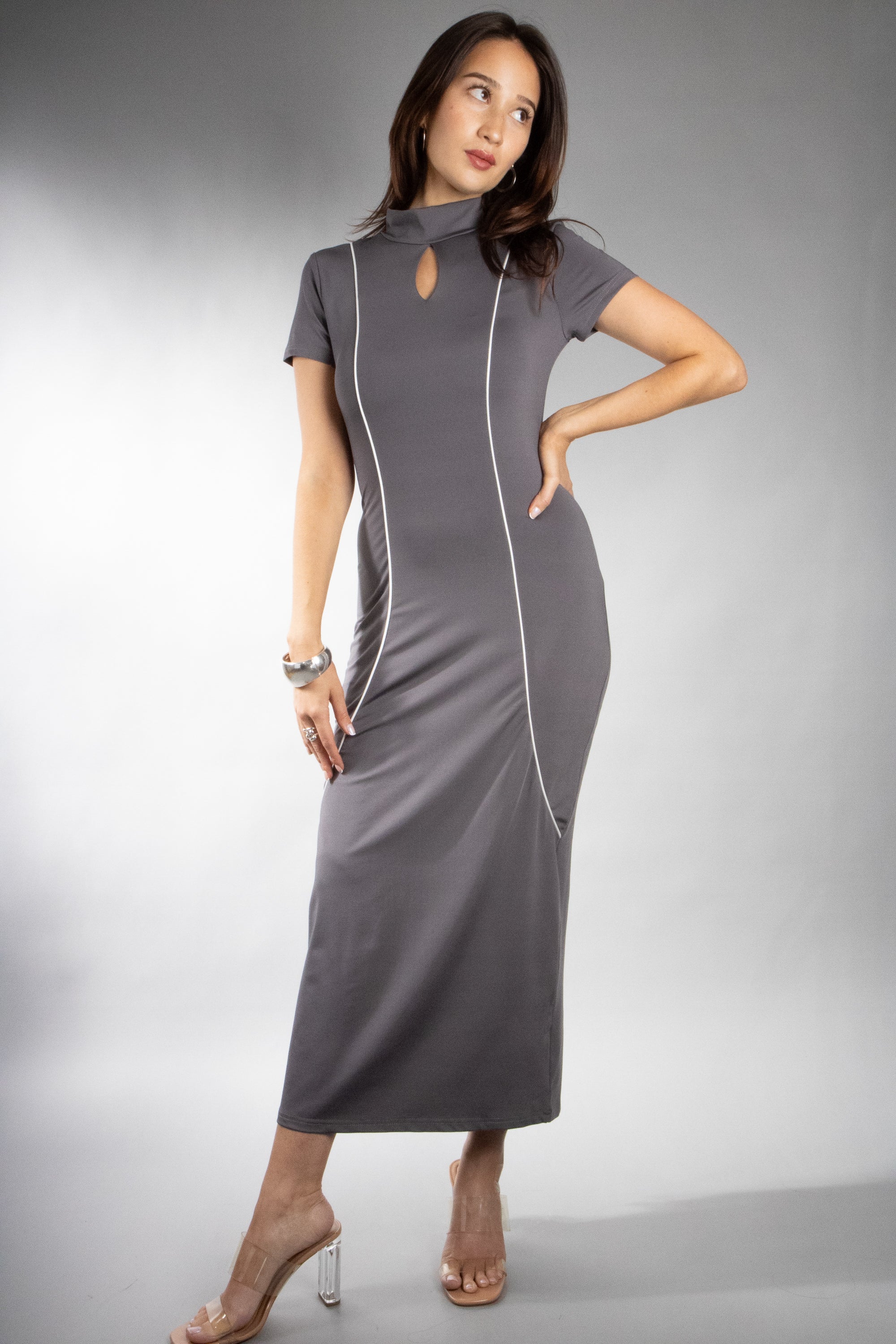 Women's Sculpting Keyhole Bodycon Maxi Dress