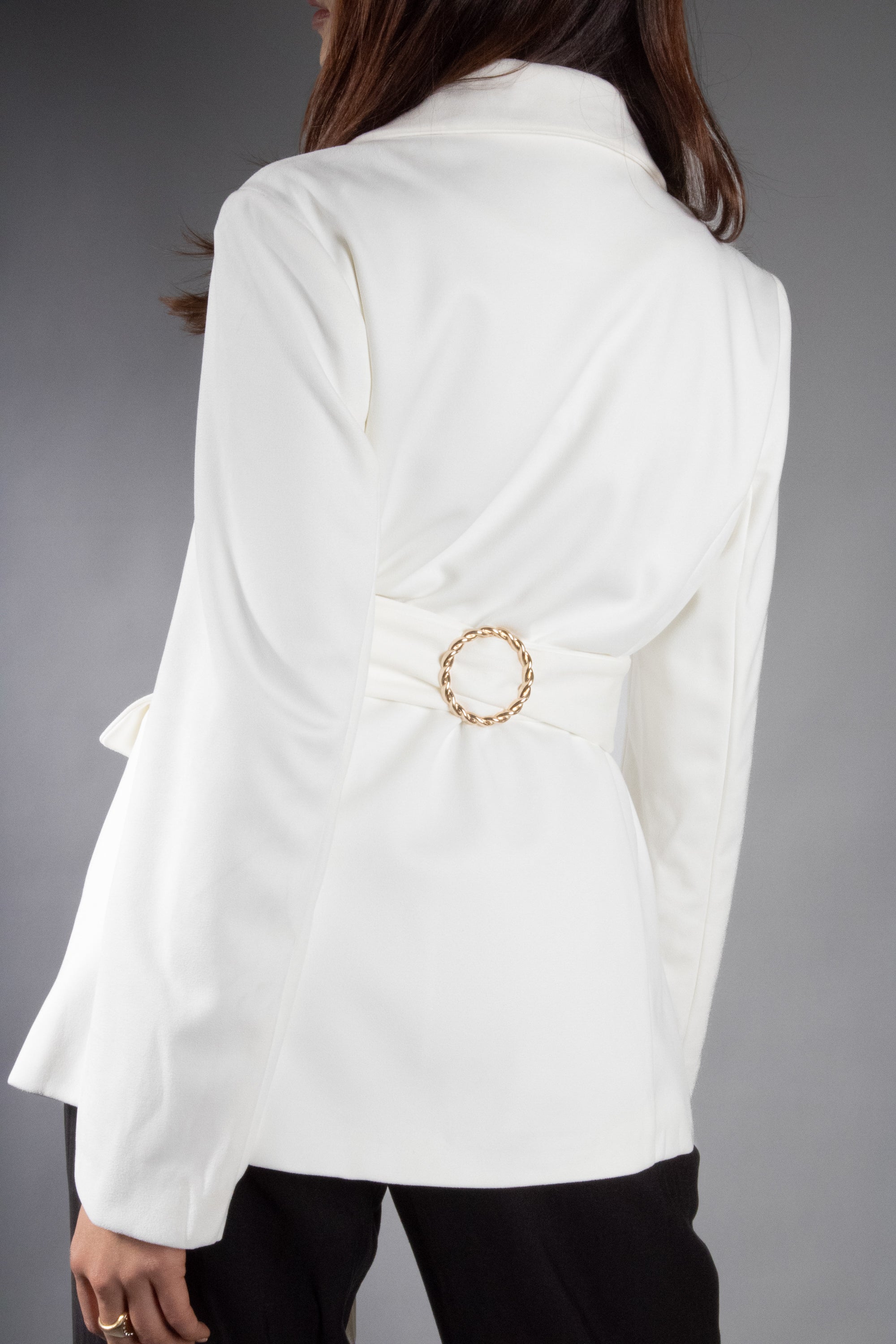 Women's Faux Suede Wrap Belt Blazer
