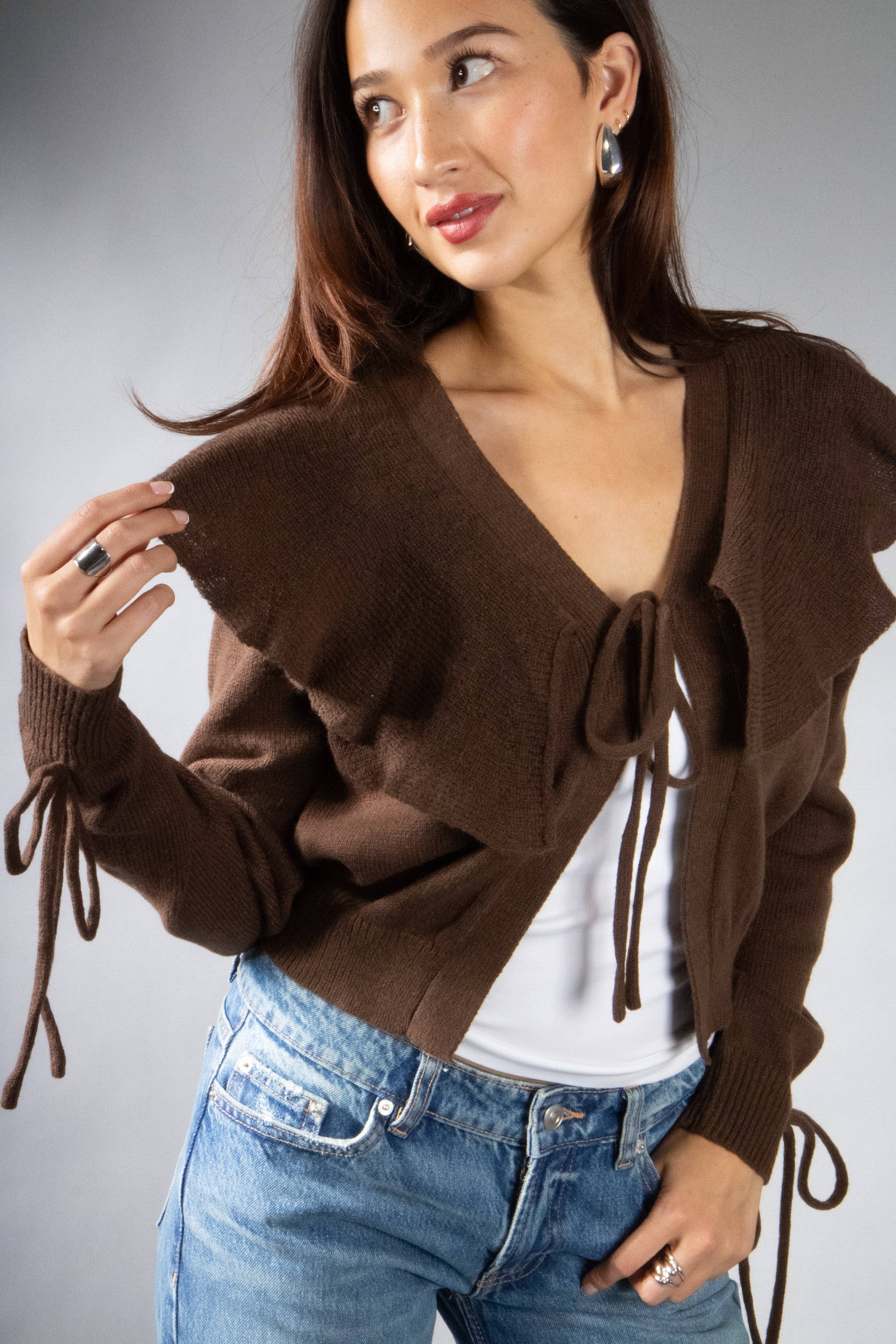 Women's Lightweight Flouncy Tie Cardigan