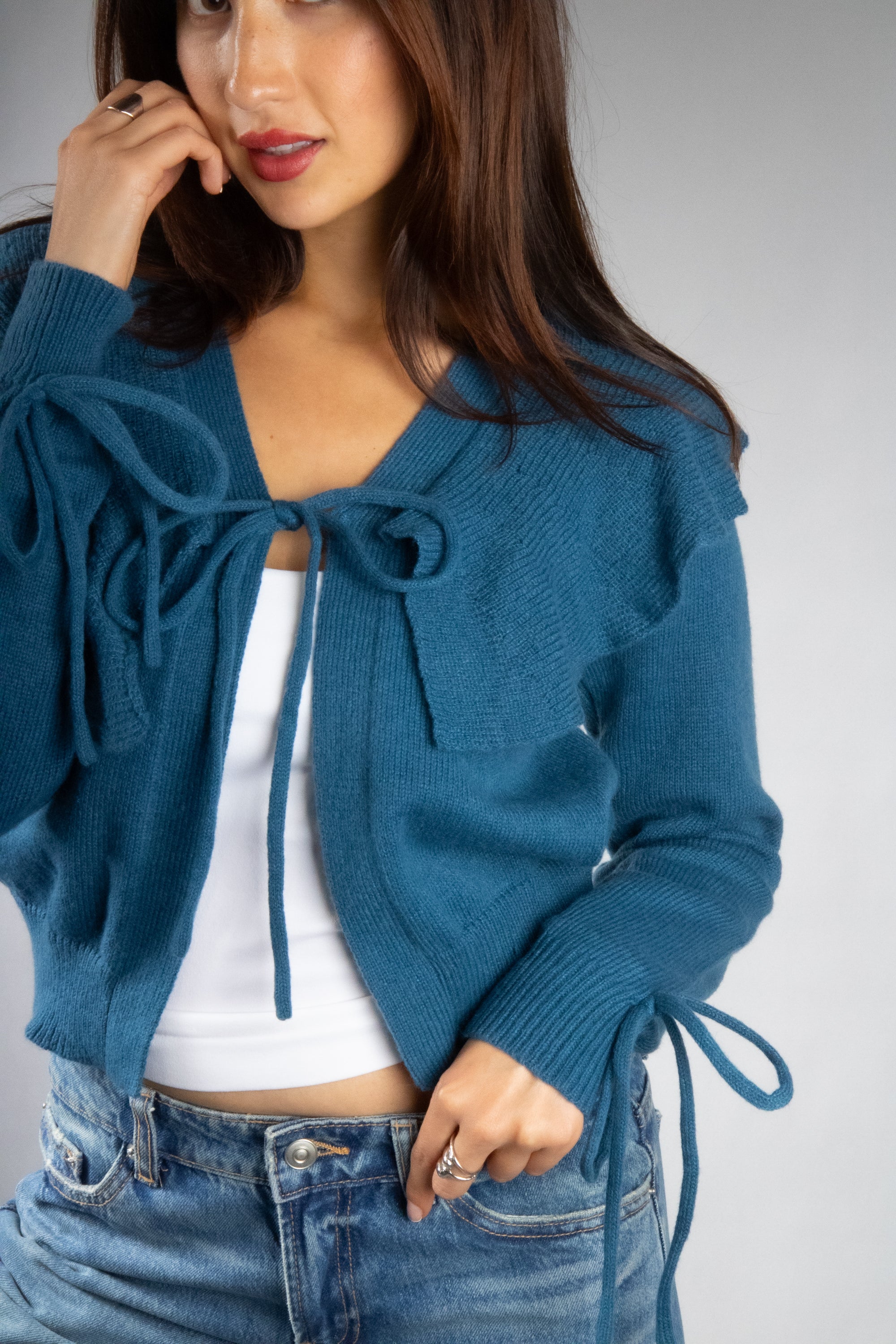 Women's Lightweight Flouncy Tie Cardigan
