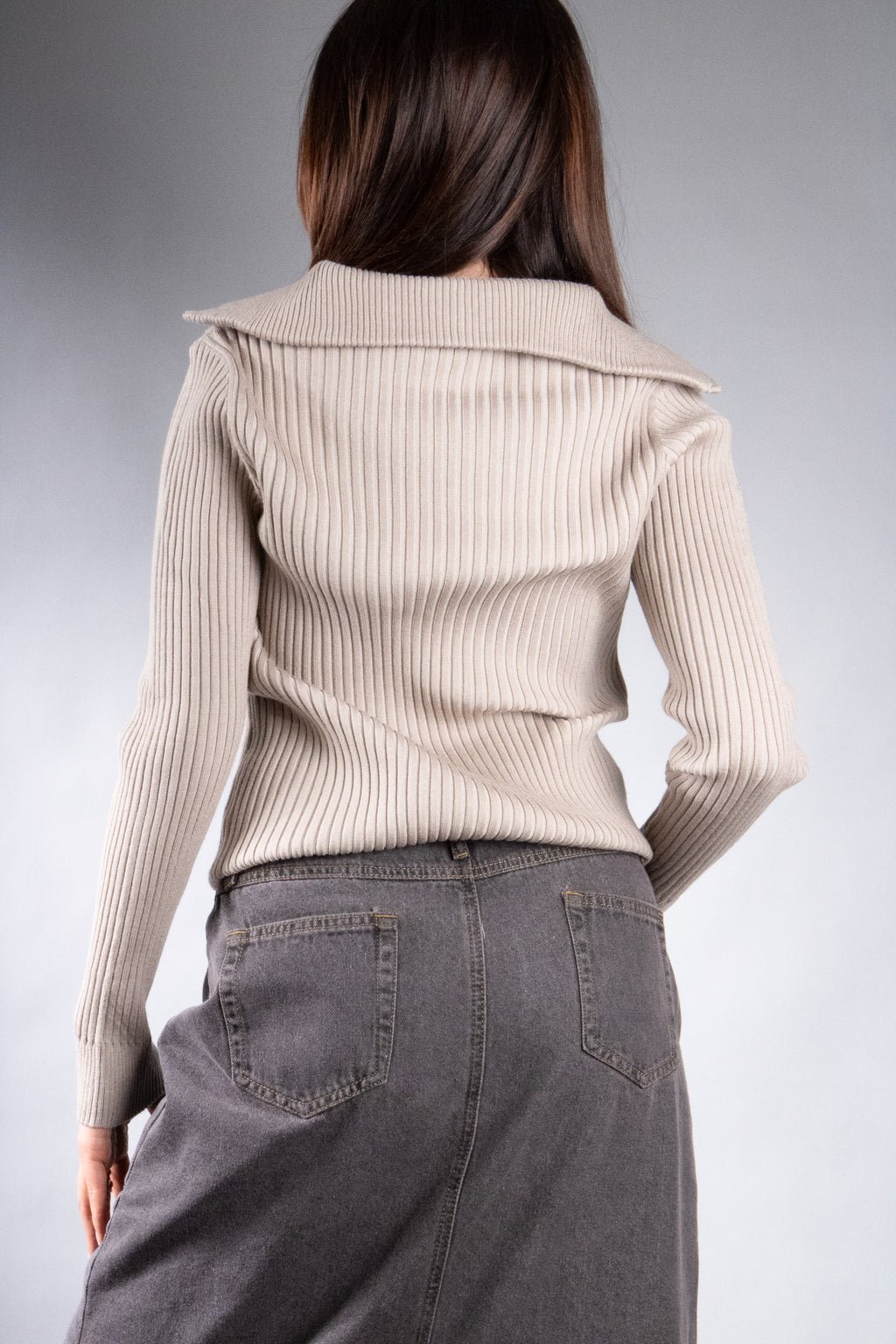 Women's Rib Knit Quarter Zip Sweater