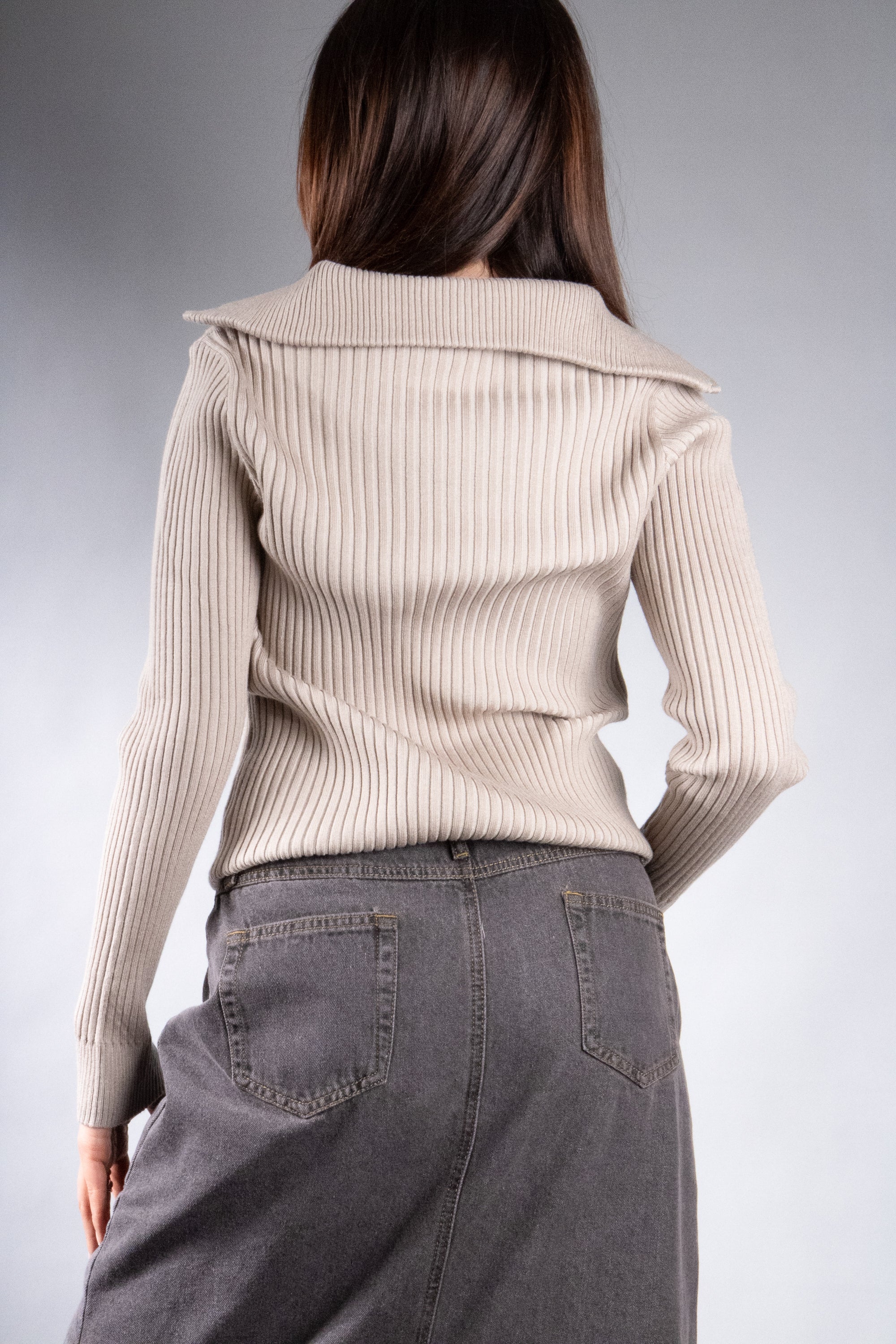 Women's Rib Knit Quarter Zip Sweater