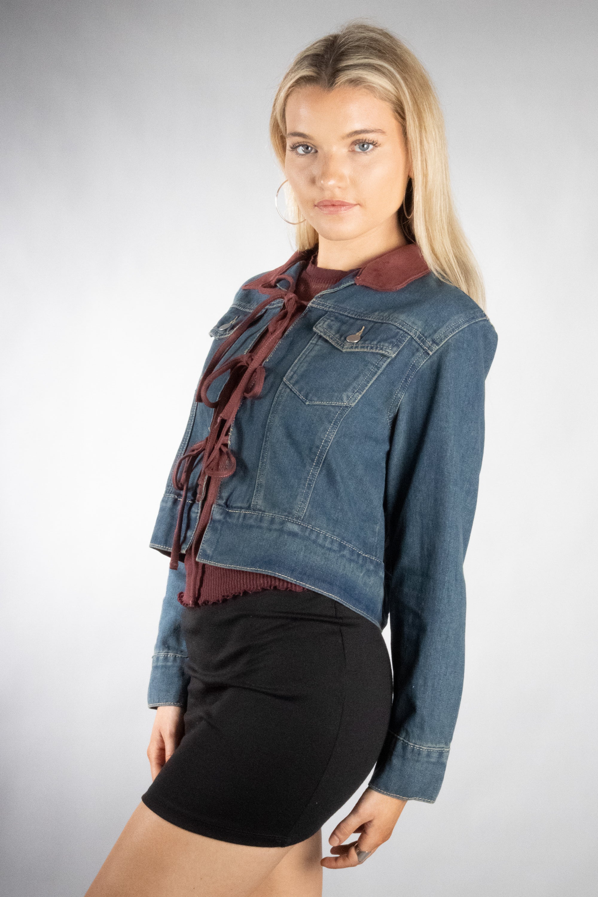 [Walmart Exclusive] Women's Triple Tie Denim Jacket