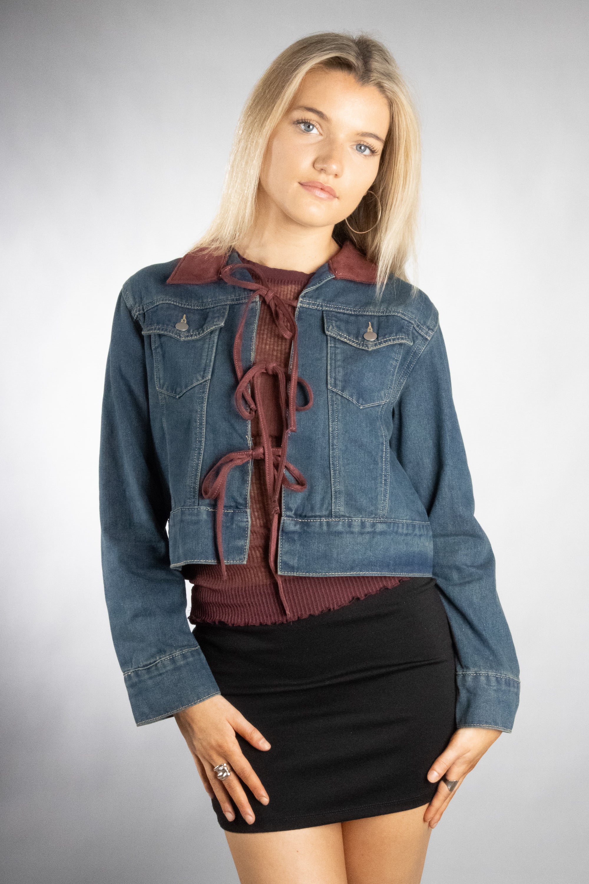 [Walmart Exclusive] Women's Triple Tie Denim Jacket