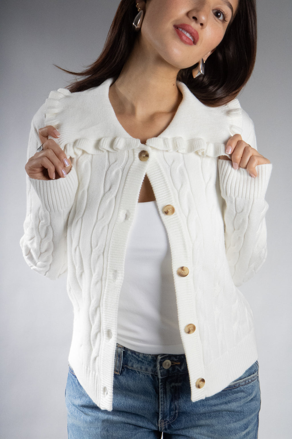Women's Ruffle Collar Cardigan