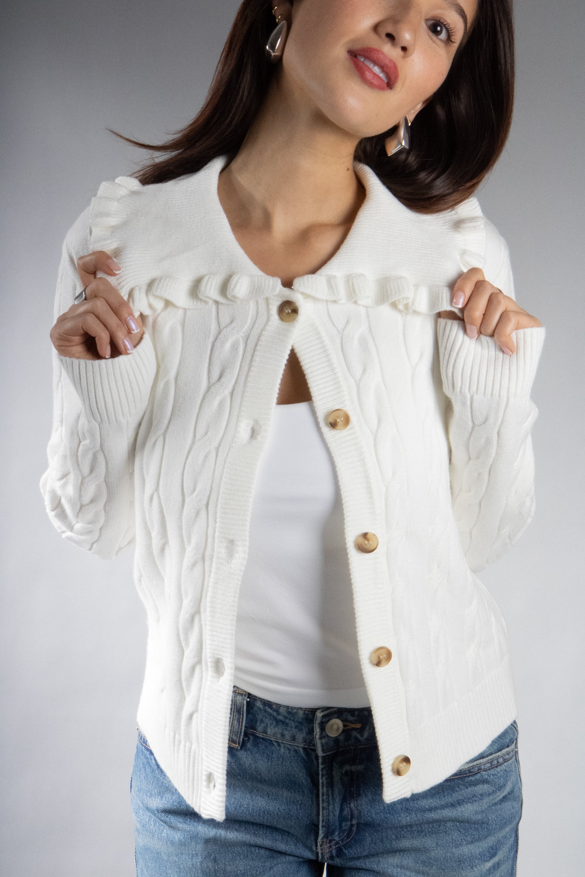 Women's Ruffle Collar Cardigan