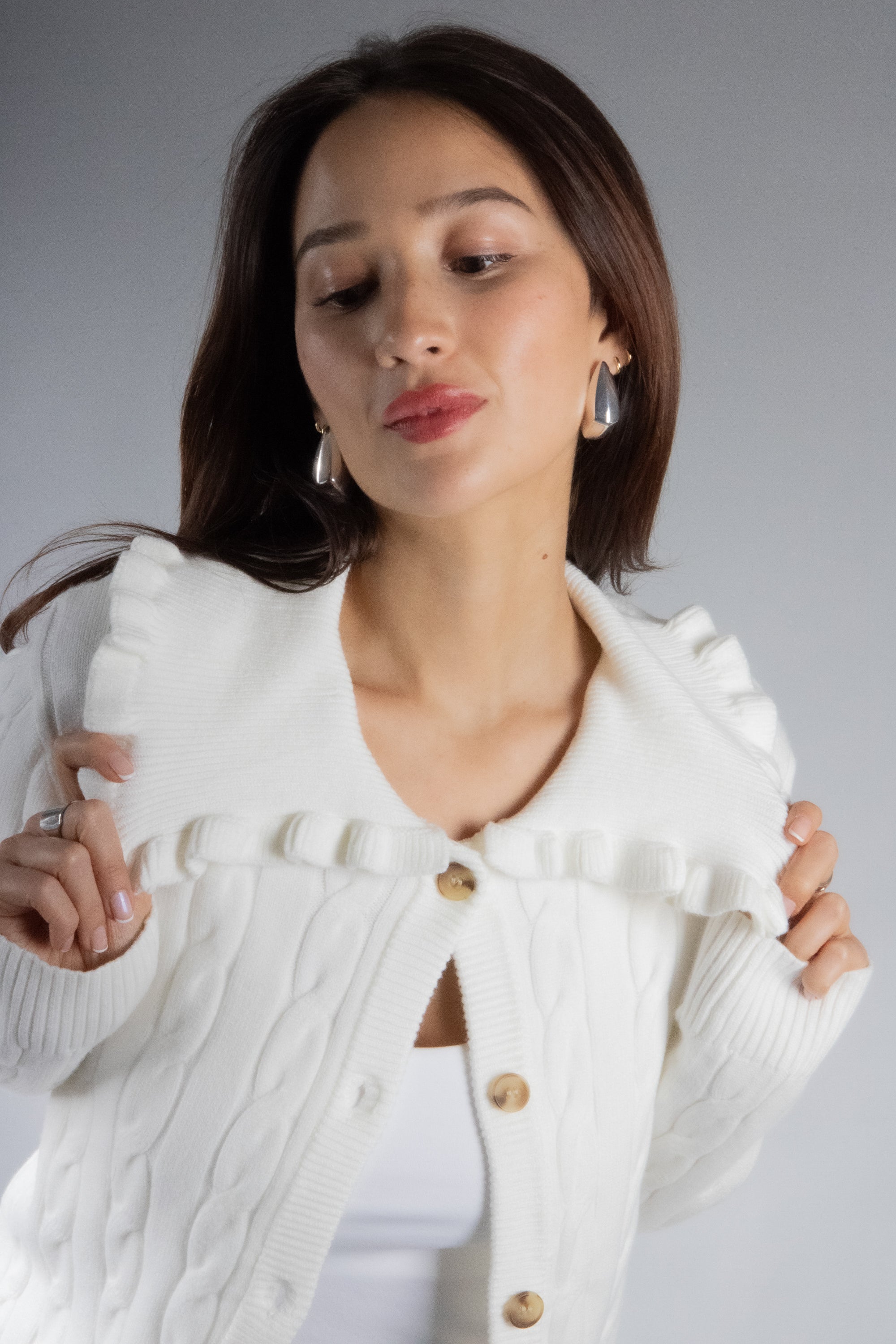 Women's Ruffle Collar Cardigan