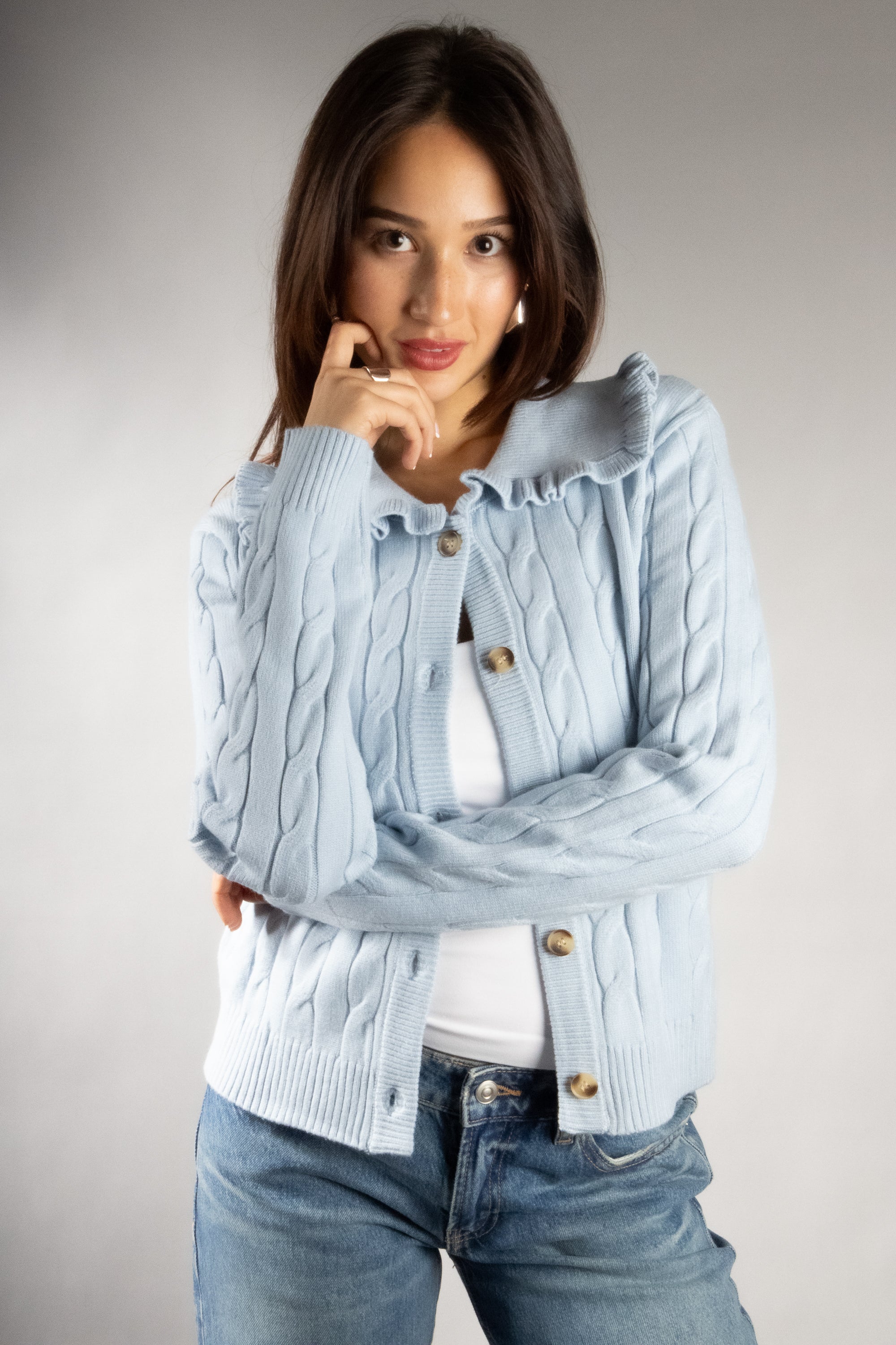 Women's Ruffle Collar Cardigan
