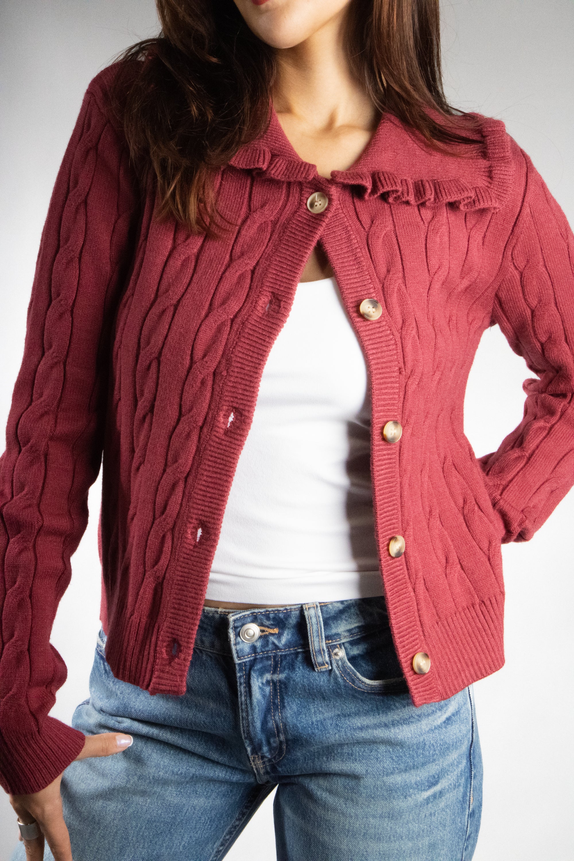 Women's Ruffle Collar Cardigan