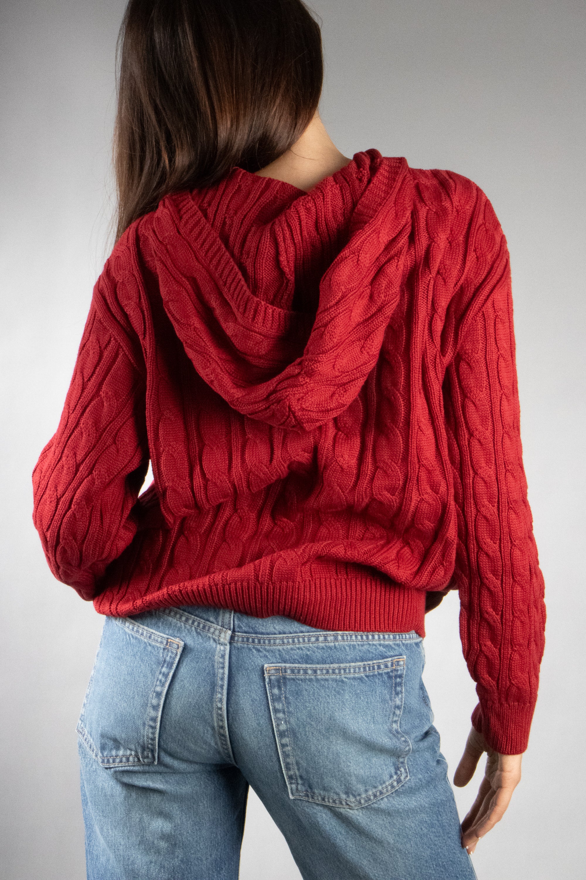 Women's Oversized Cable Knit Hooded Sweater