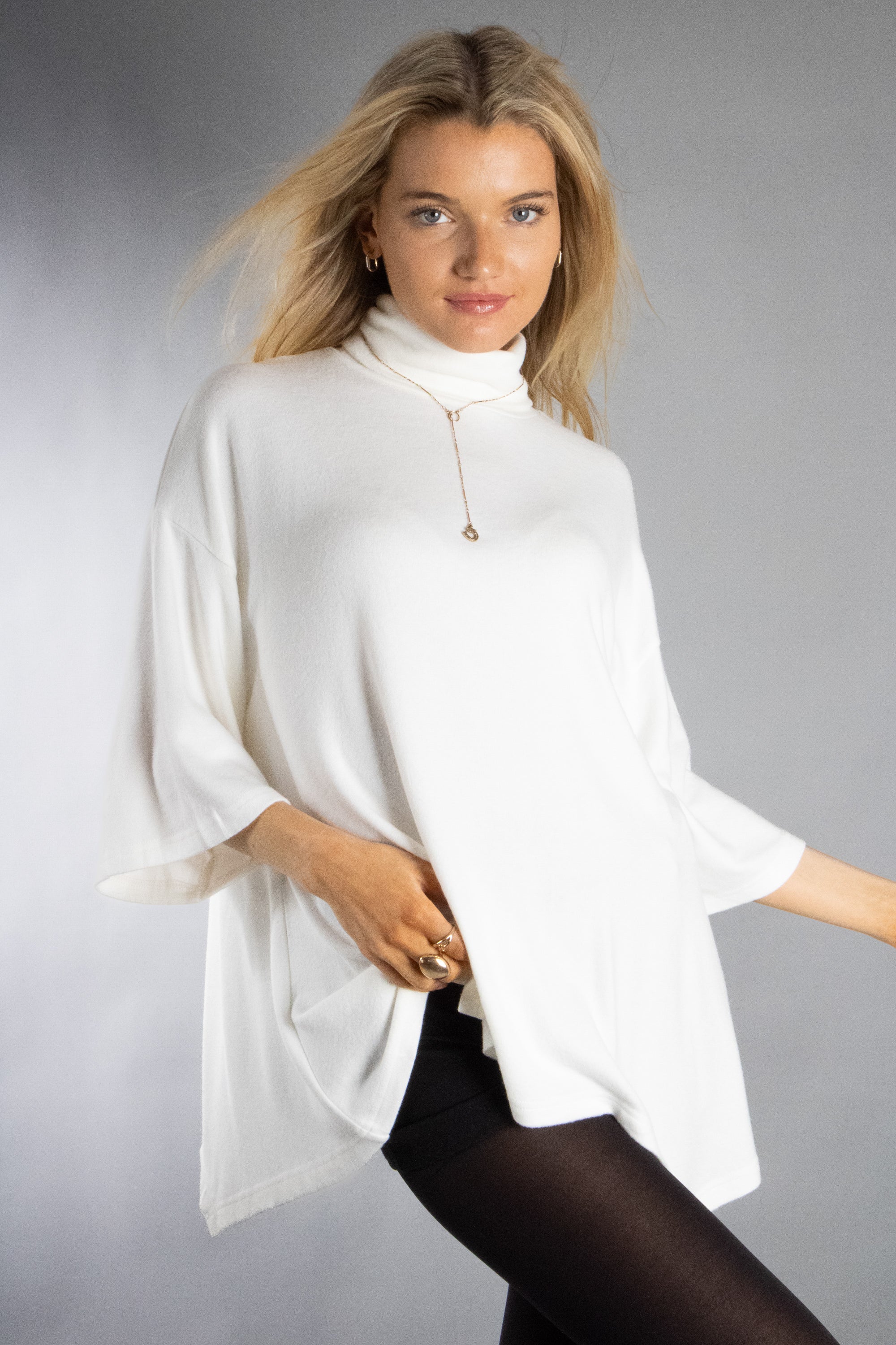 Women's Turtleneck Drop Sleeve Sweater