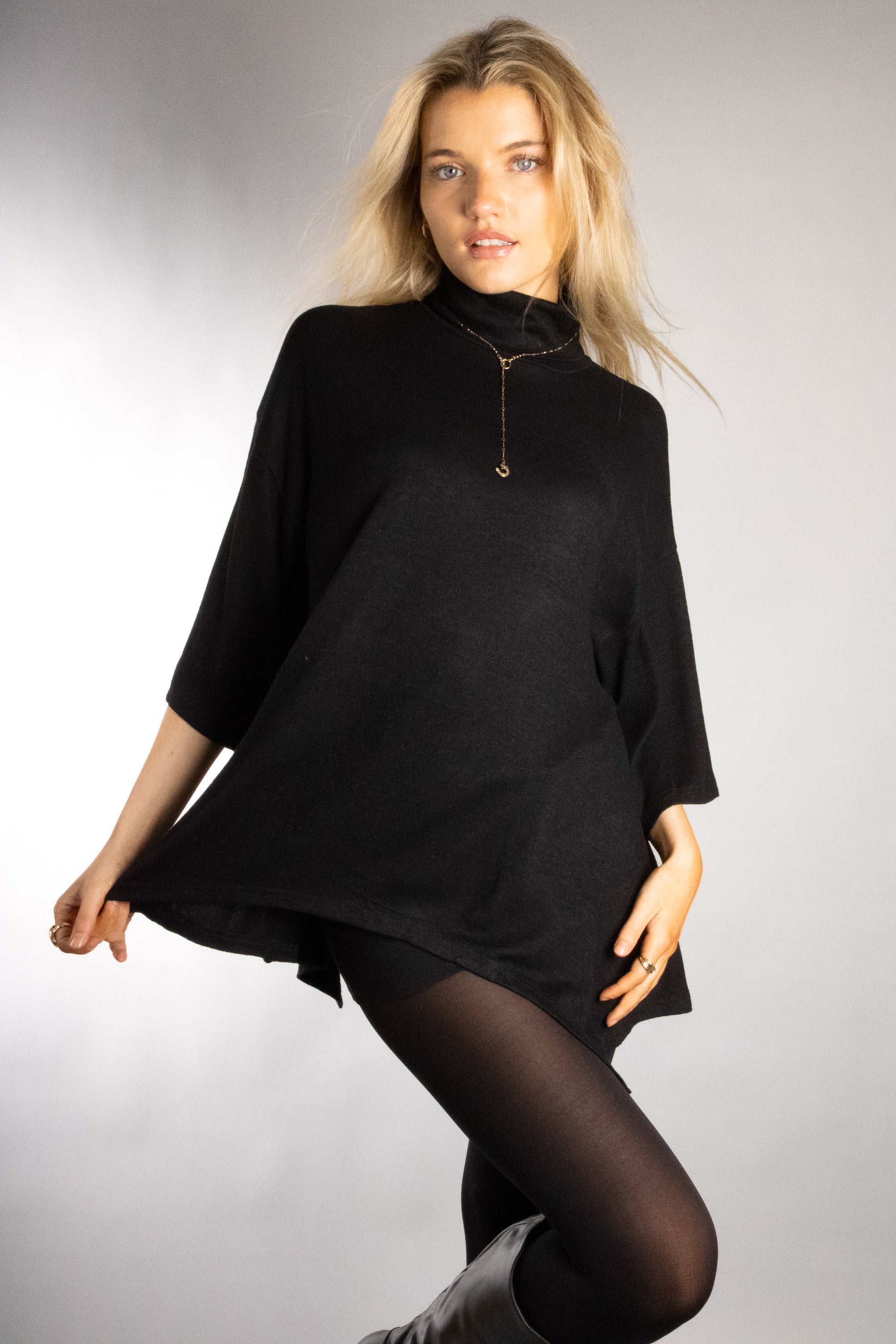 Women's Turtleneck Drop Sleeve Sweater