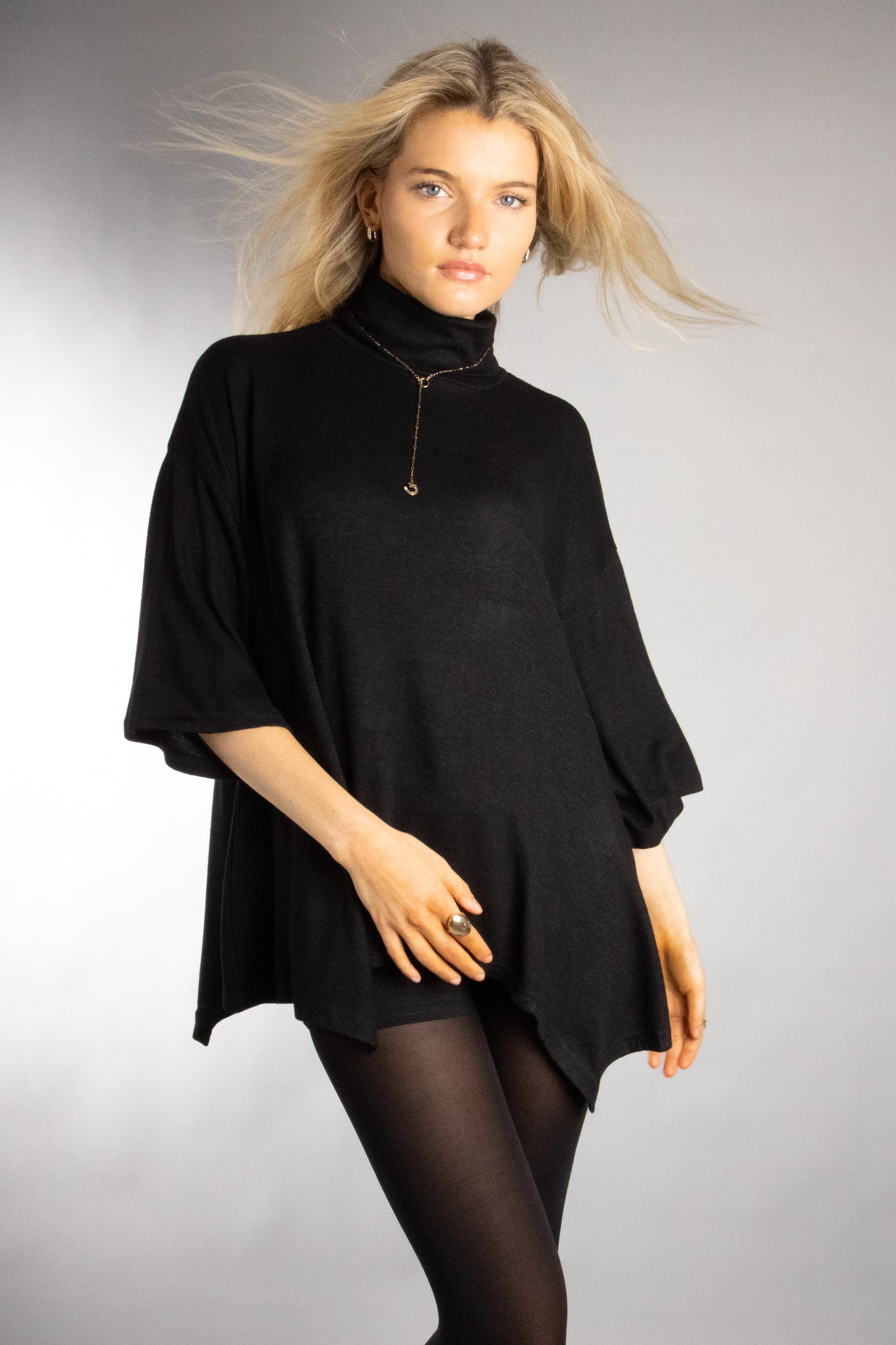 Women's Turtleneck Drop Sleeve Sweater