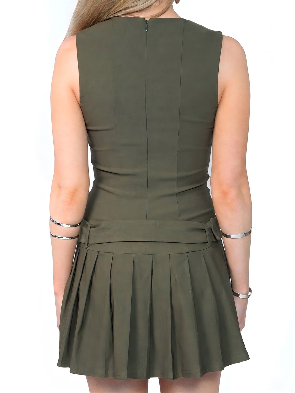 Drop Waist Buckle Mini Dress