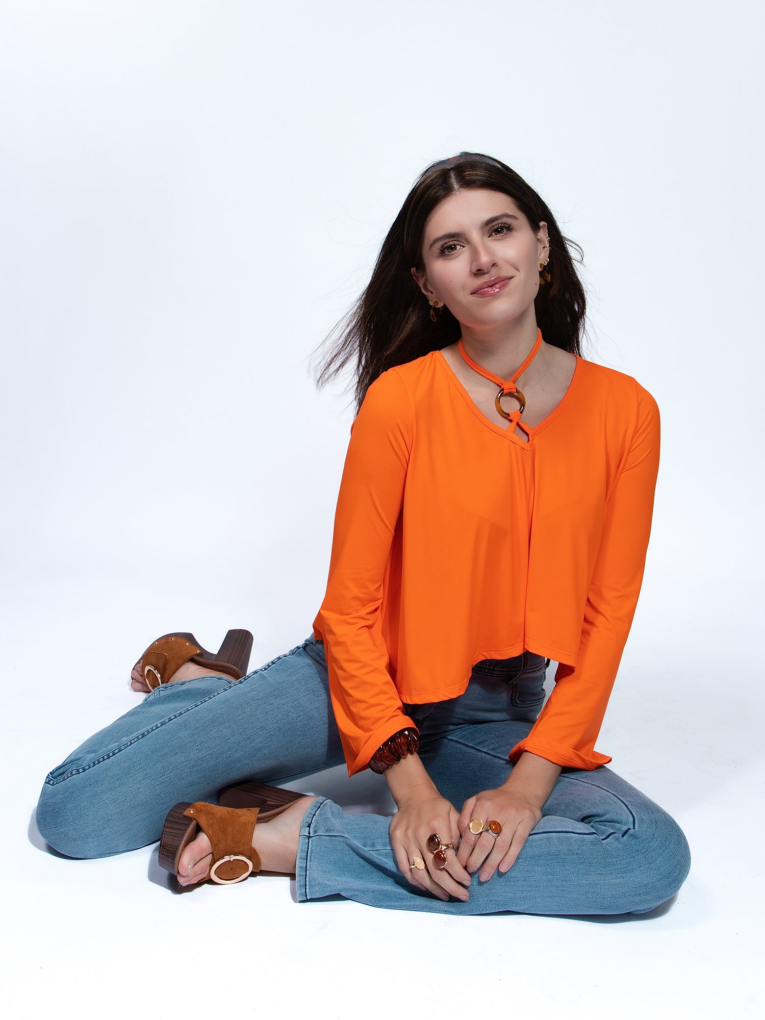 Sharkbite Halter Long Sleeve Top
