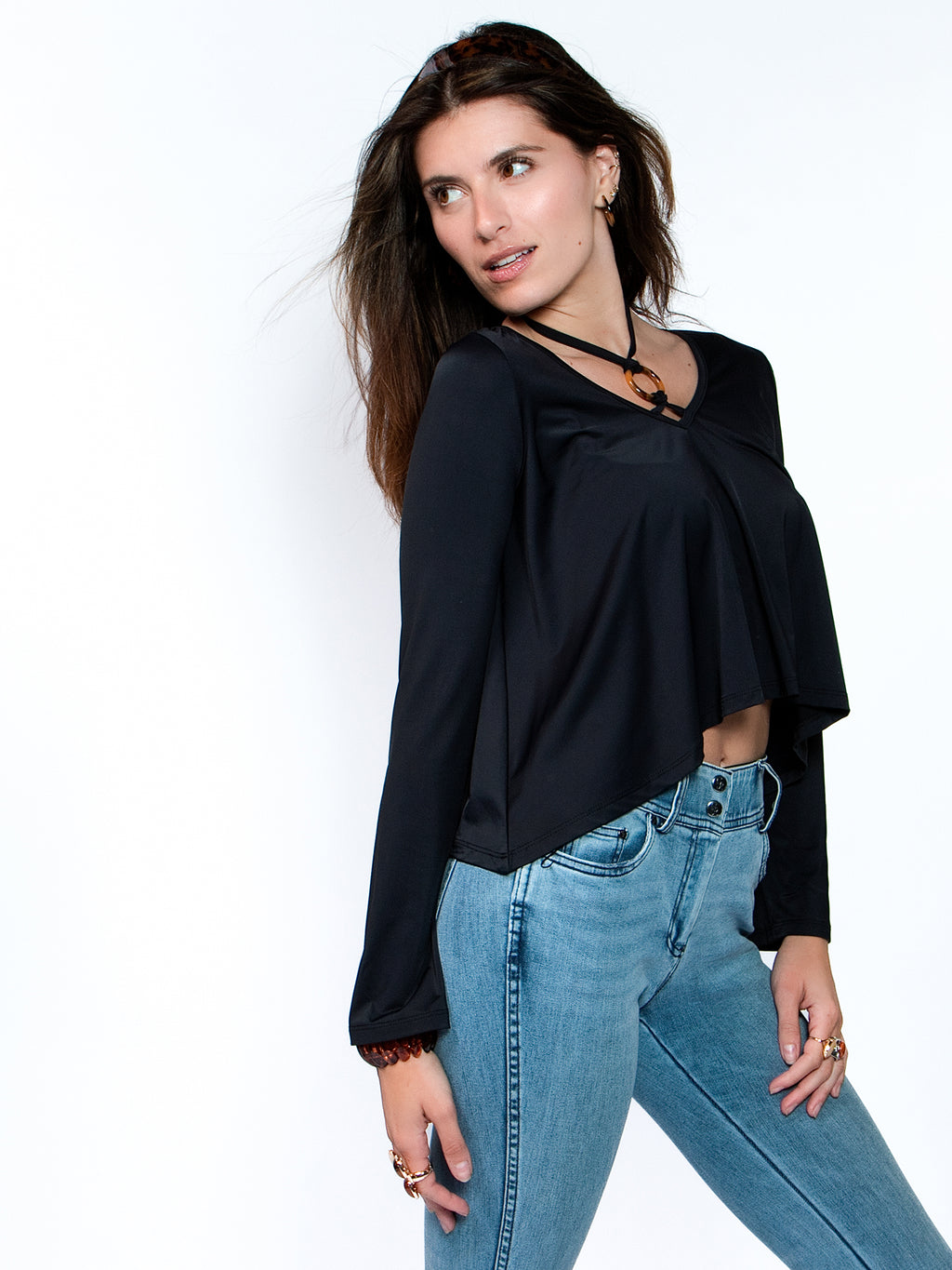 Sharkbite Halter Long Sleeve Top