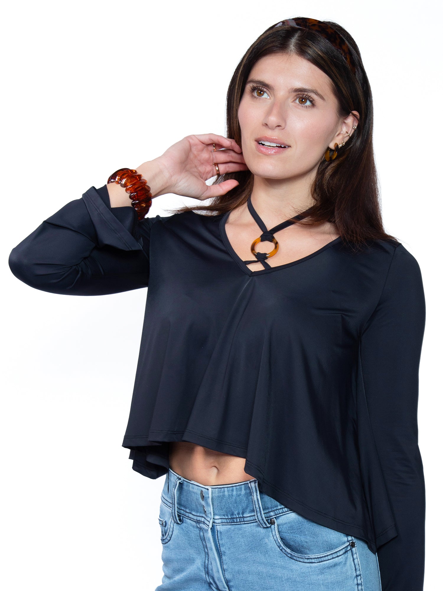 Sharkbite Halter Long Sleeve Top