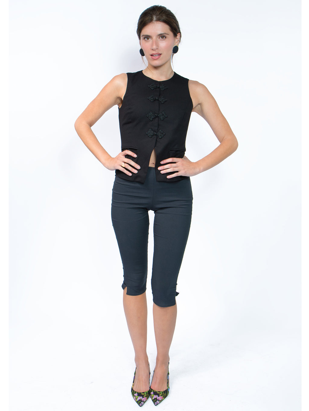 Tie Back Button Vest